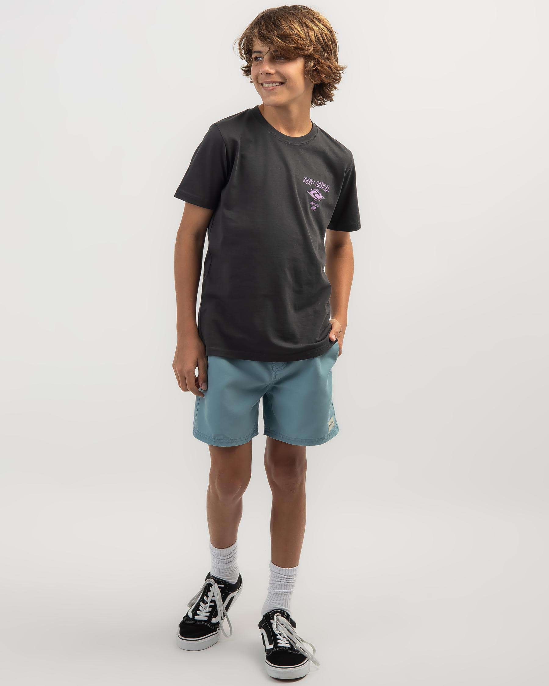 Shop Rip Curl Boys' Bondi Volley Shorts In Dusty Blue - Fast Shipping ...