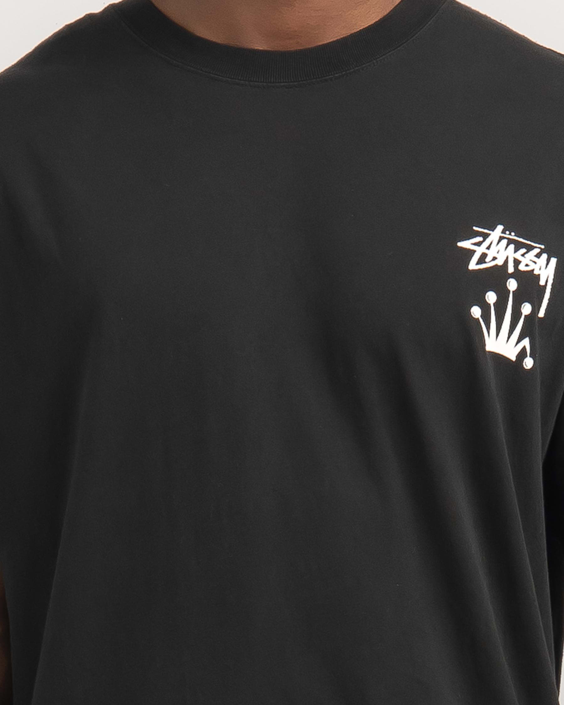 Shop Stussy Stock Crown 50/50 T-Shirt In Pigment Black - Fast Shipping ...