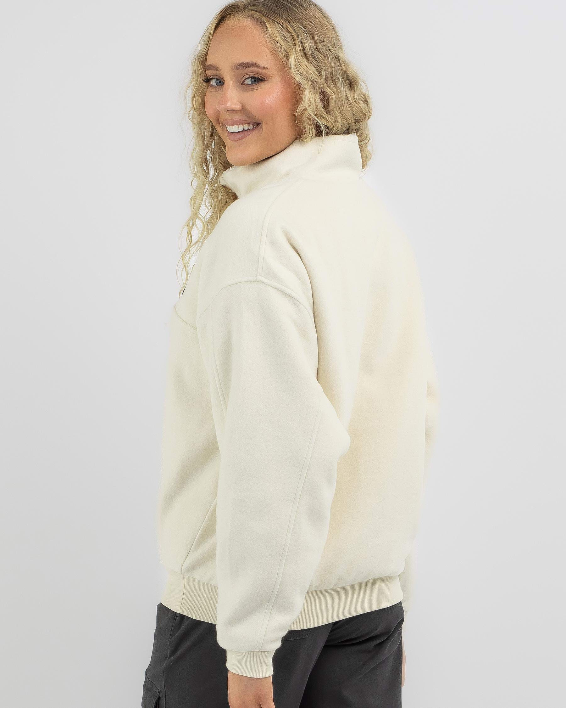 Shop Billabong Palmy Button Down Sweatshirt In White Cap - Fast ...