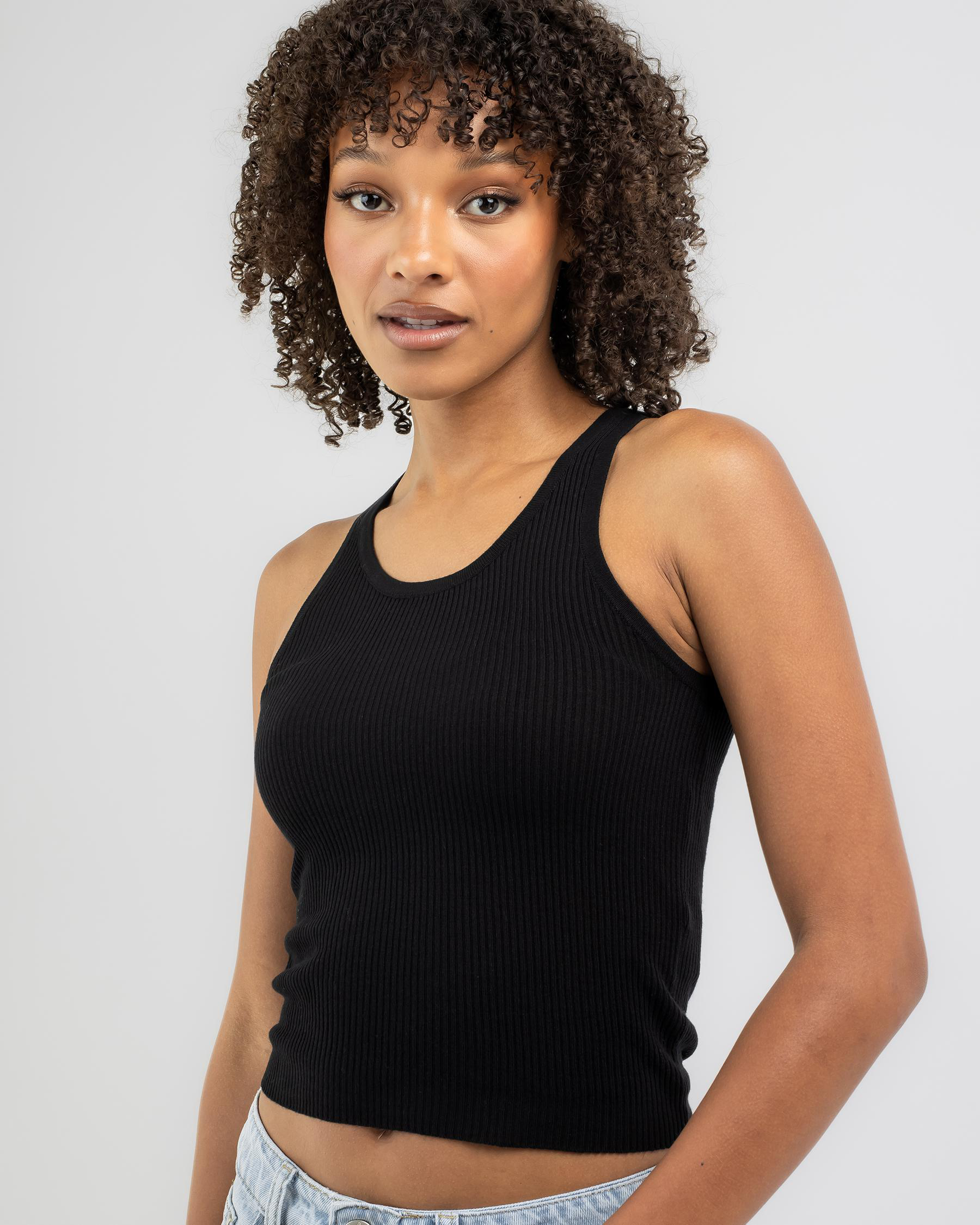 Ava And Ever Catrina Sheer Knit Tank Top In Black - Fast Shipping ...