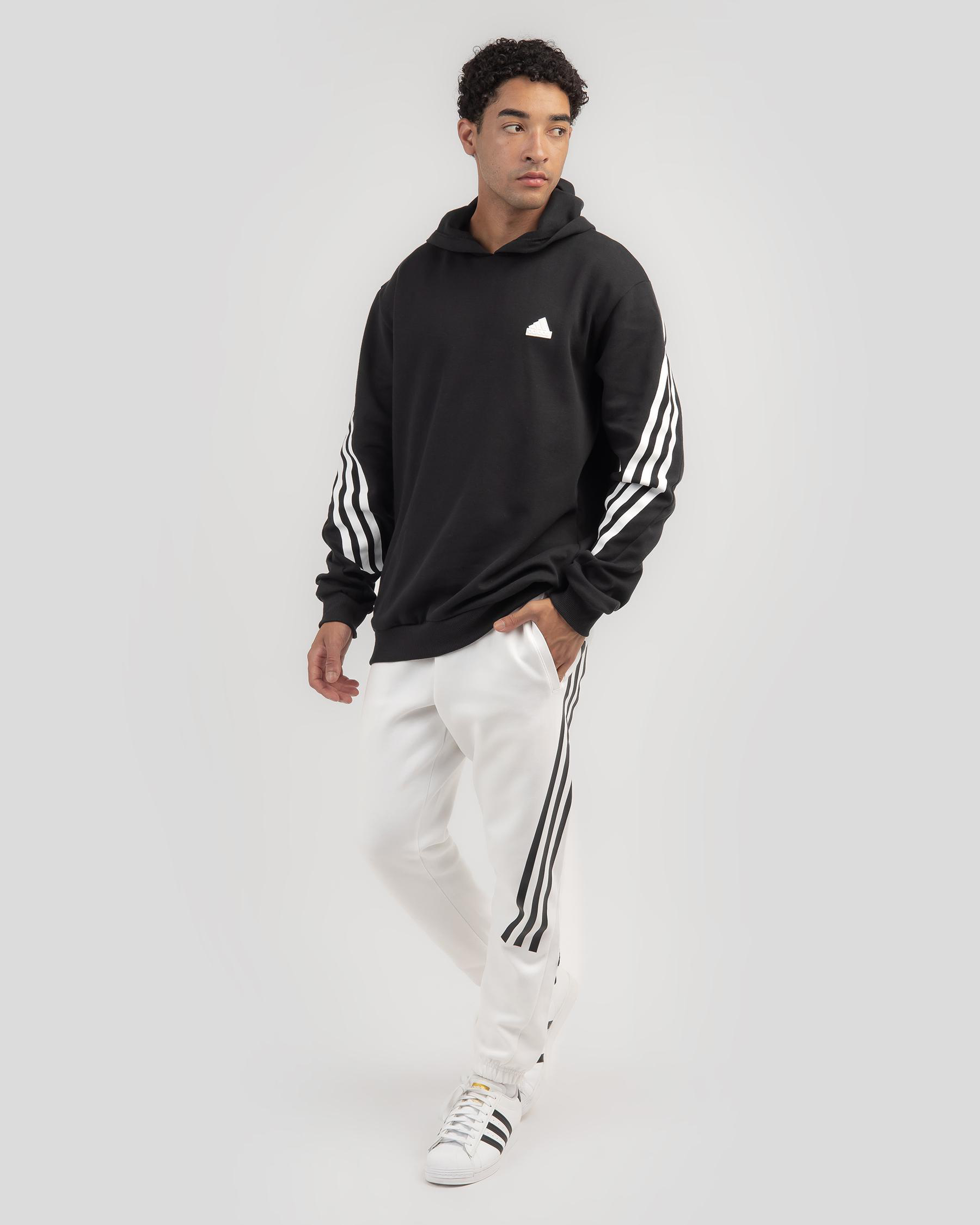 Shop adidas Future Icons 3 Stripe Hoodie In Black/white - Fast Shipping ...