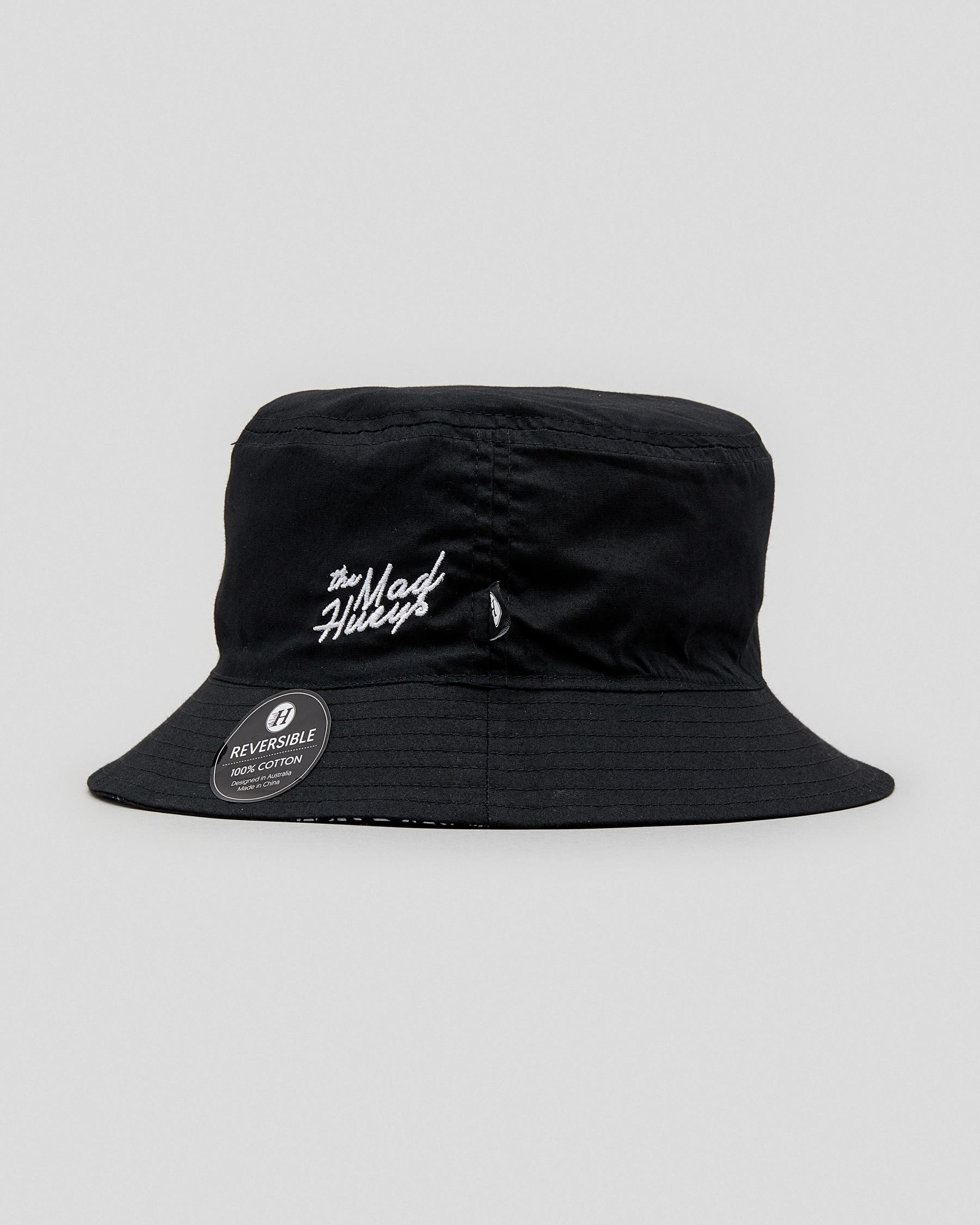 Shop The Mad Hueys Give A FK Reversible Bucket Hat In Black - Fast ...