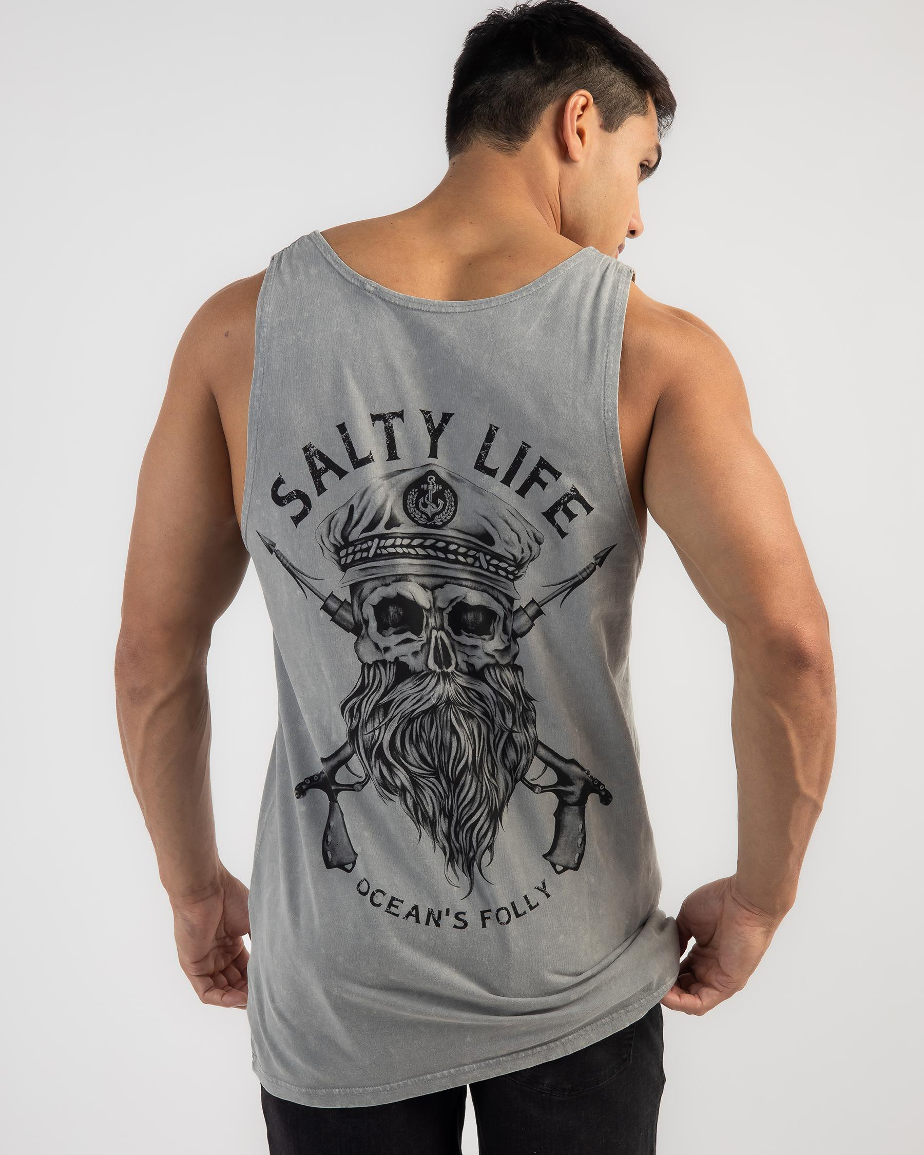 Shop Salty Life Oceans Folly Singlet In Grey - Fast Shipping & Easy ...