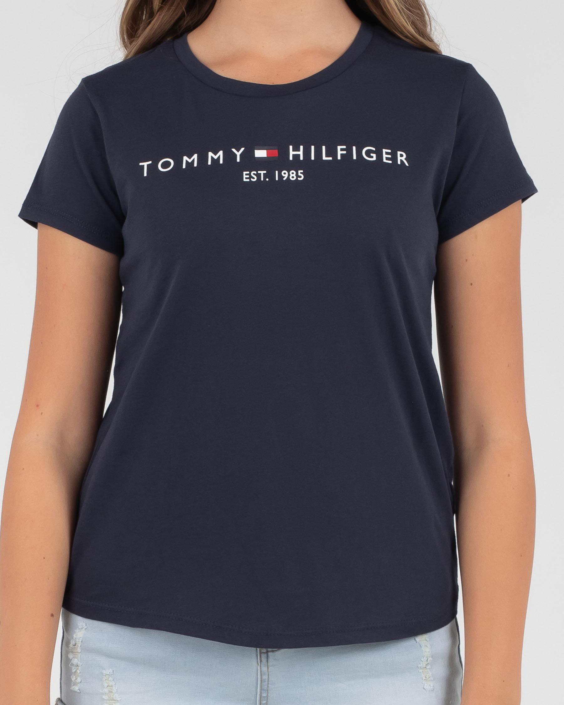 Shop Tommy Hilfiger Girls' Essential T-Shirt In Twilight Navy - Fast ...