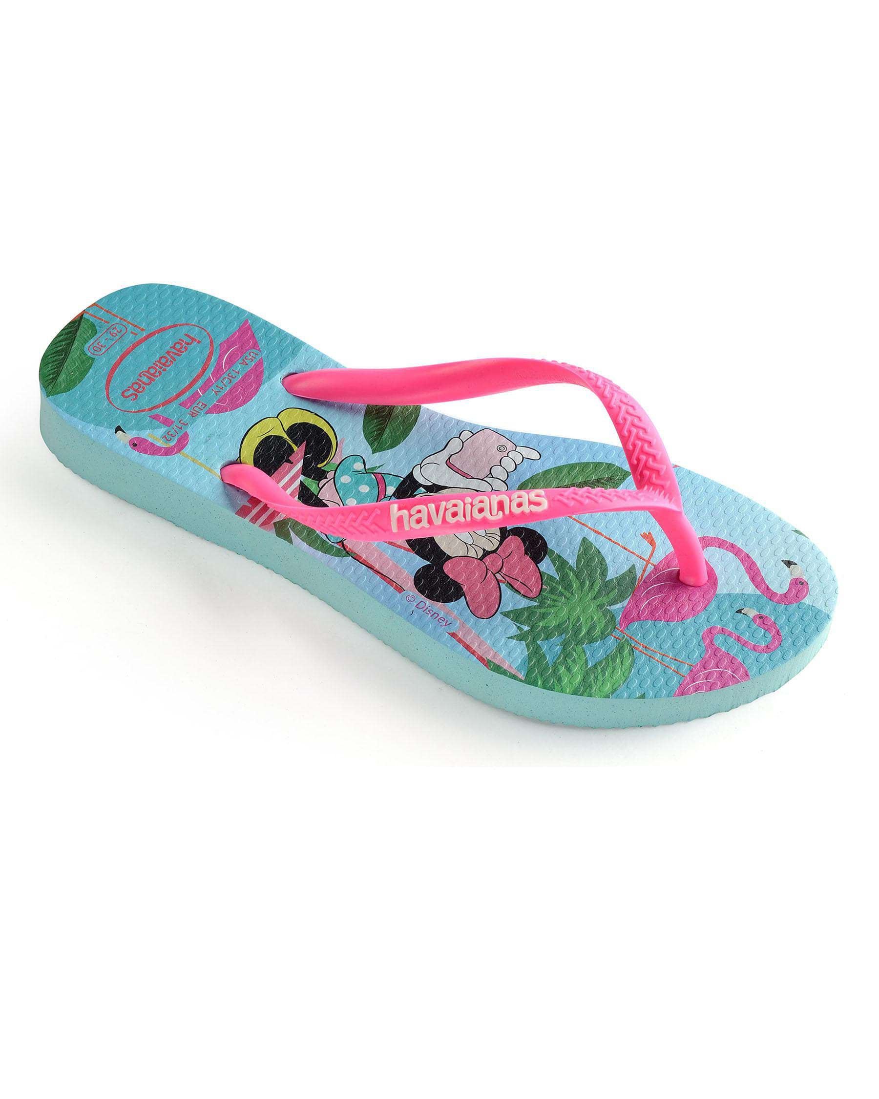 Shop Havaianas Kids' Slim Disney Cool Minnie Thongs In Ice Blue ...