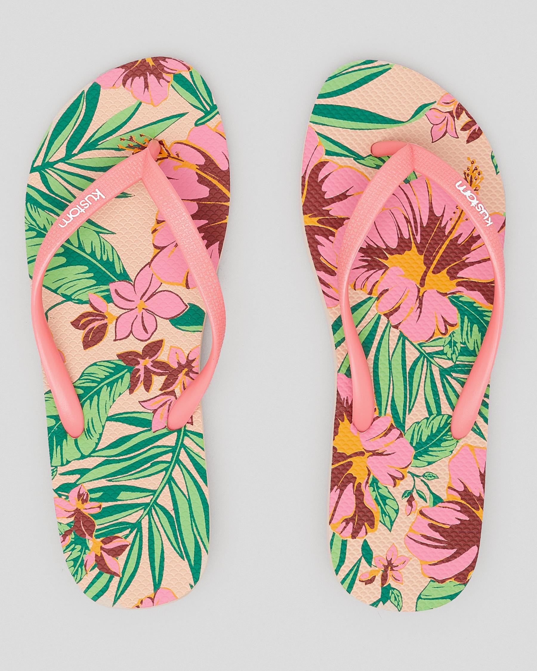 Shop Kustom Classic Thongs In Hibiscus - Fast Shipping & Easy Returns ...