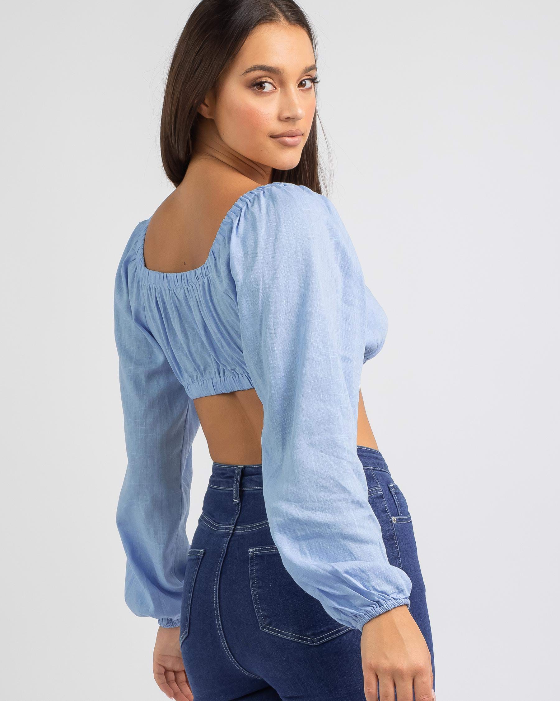 Shop Ava And Ever Indigo Top In Light Blue - Fast Shipping & Easy ...