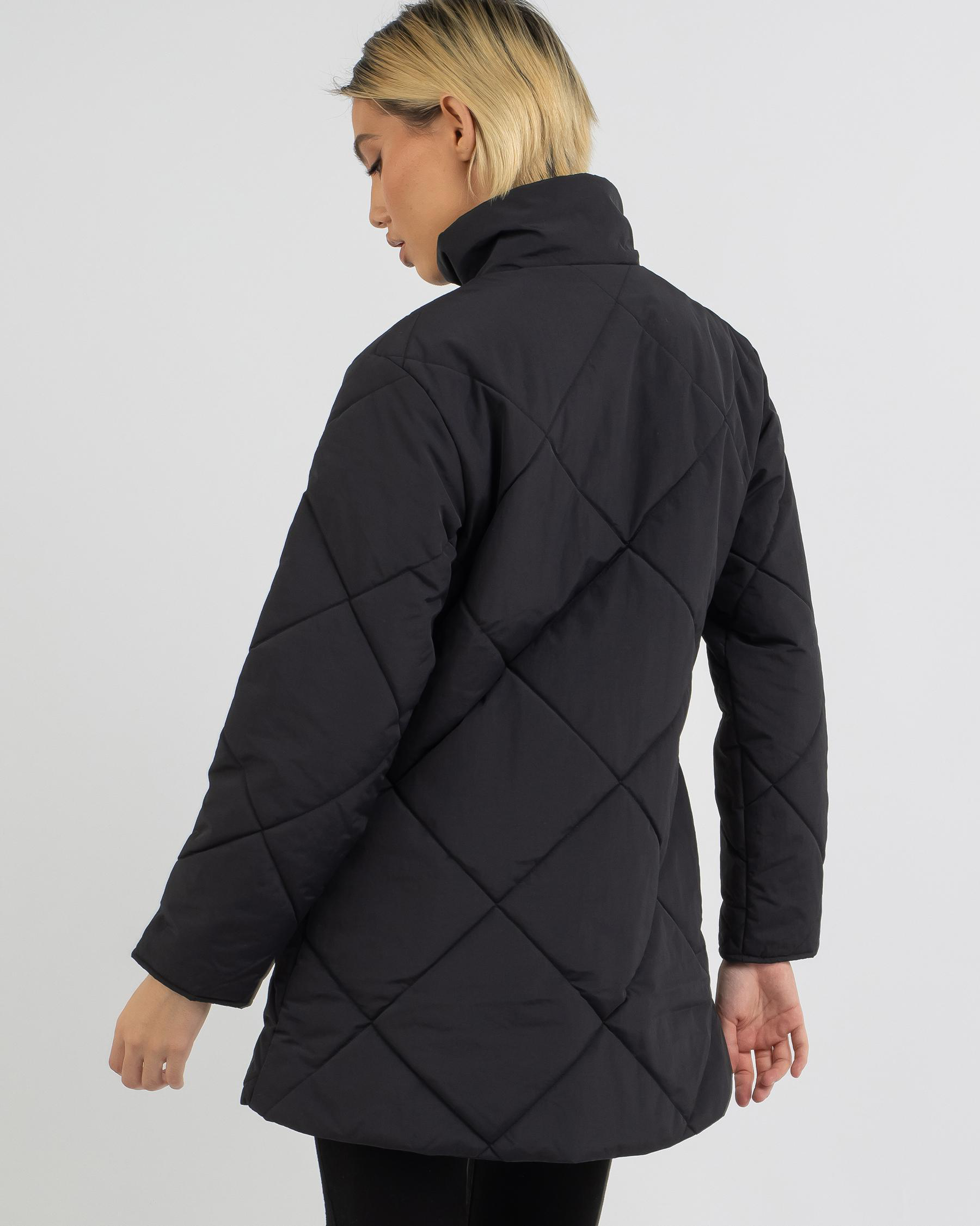 Shop Hurley Mid Puffer Jacket In Raven - Fast Shipping & Easy Returns ...