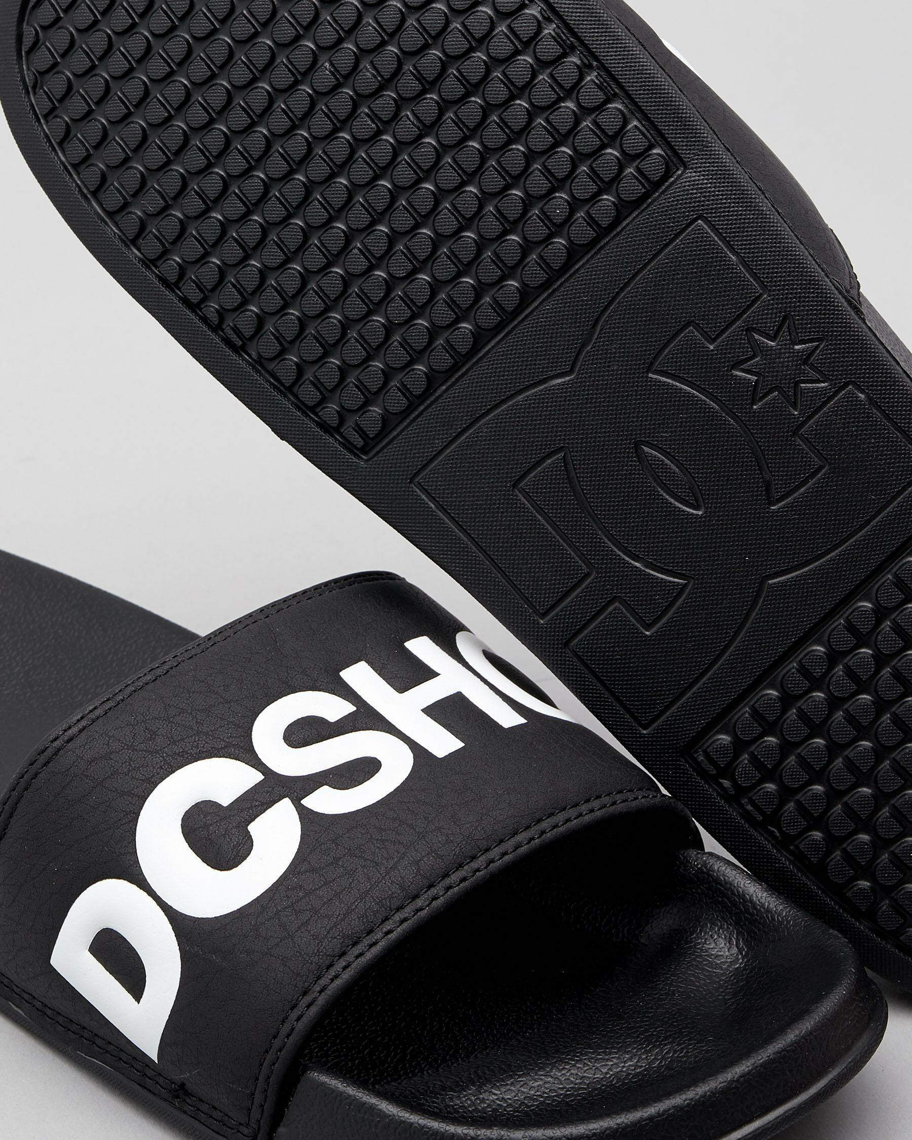 Shop DC Shoes DC Slides In Black/white - Fast Shipping & Easy Returns ...