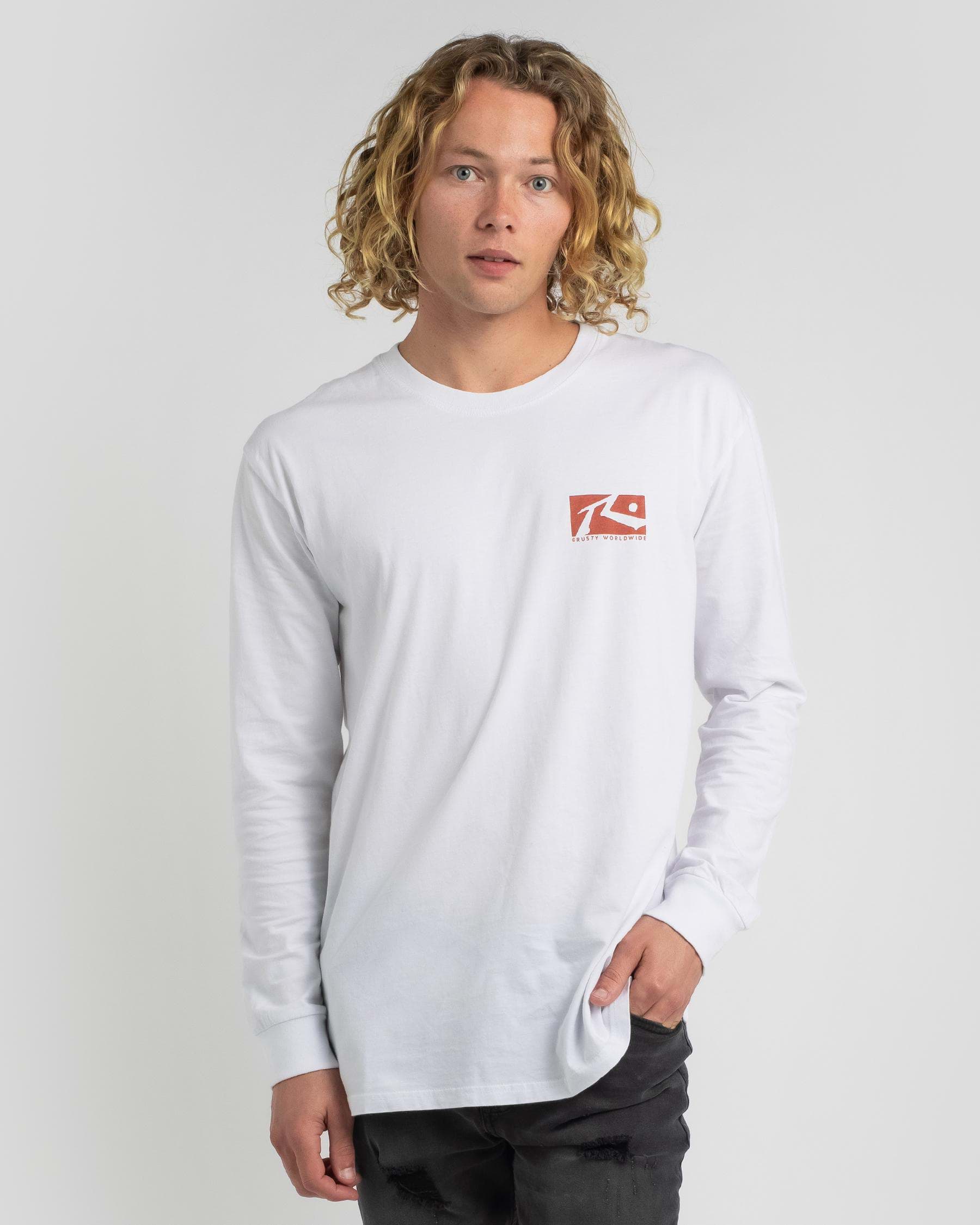 Rusty Boxed In Long Sleeve T-Shirt In White - Fast Shipping & Easy ...