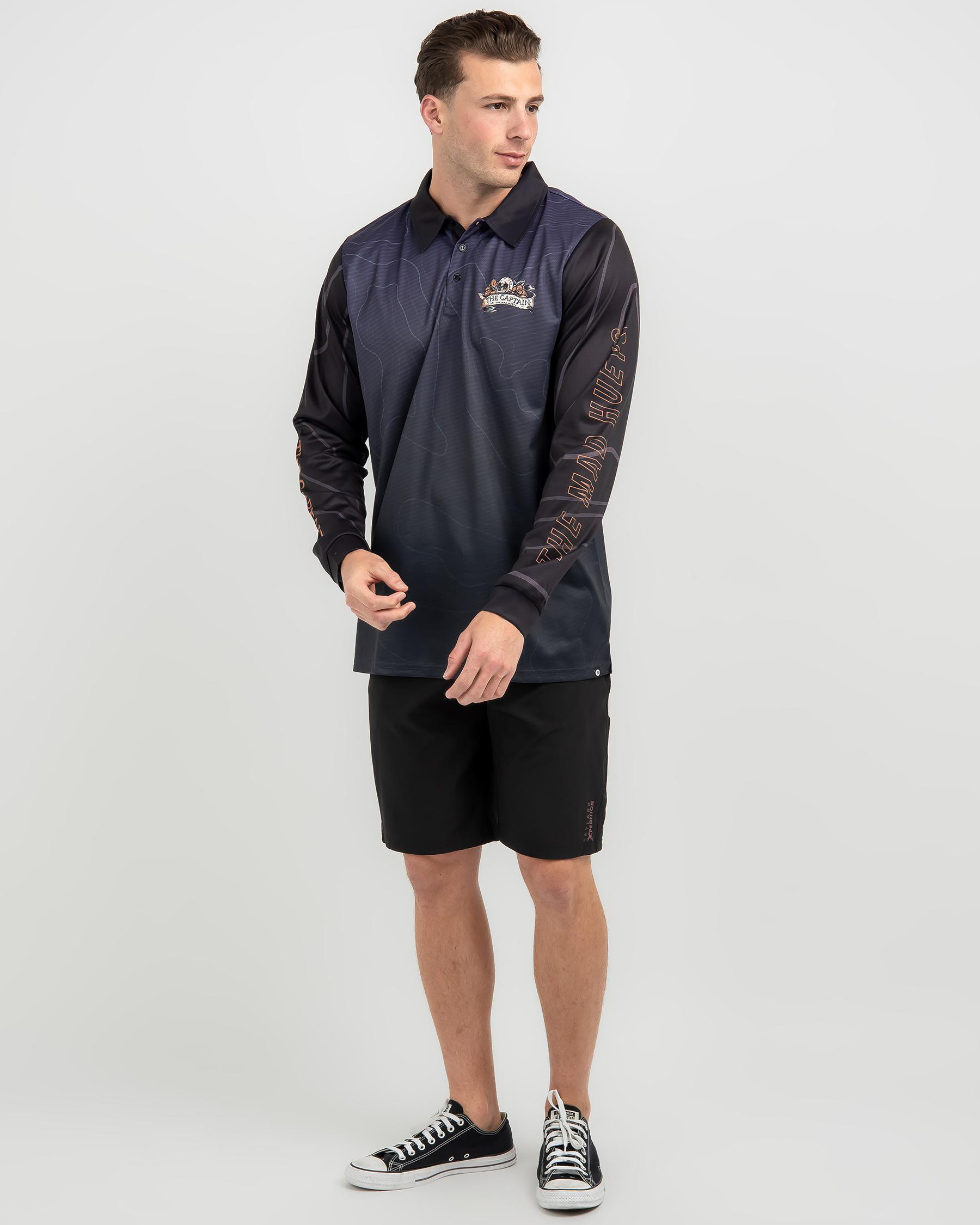 Shop The Mad Hueys Compass Captain Fishing Jersey In Charcoal - Fast ...
