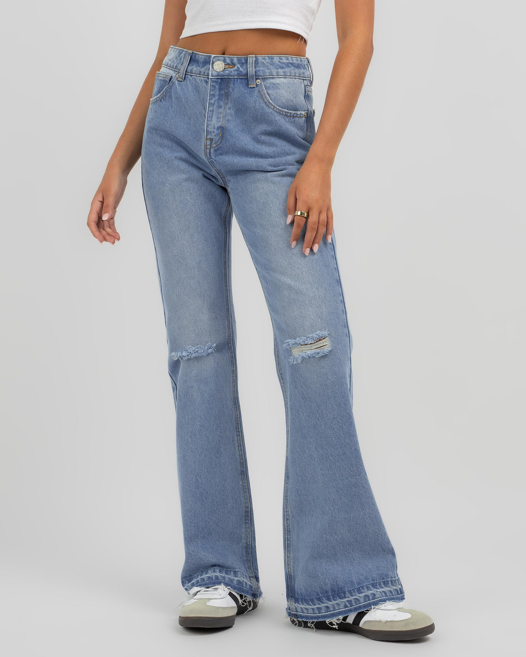 DESU Ashton Flare Jeans In Light Blue - Fast Shipping & Easy Returns ...