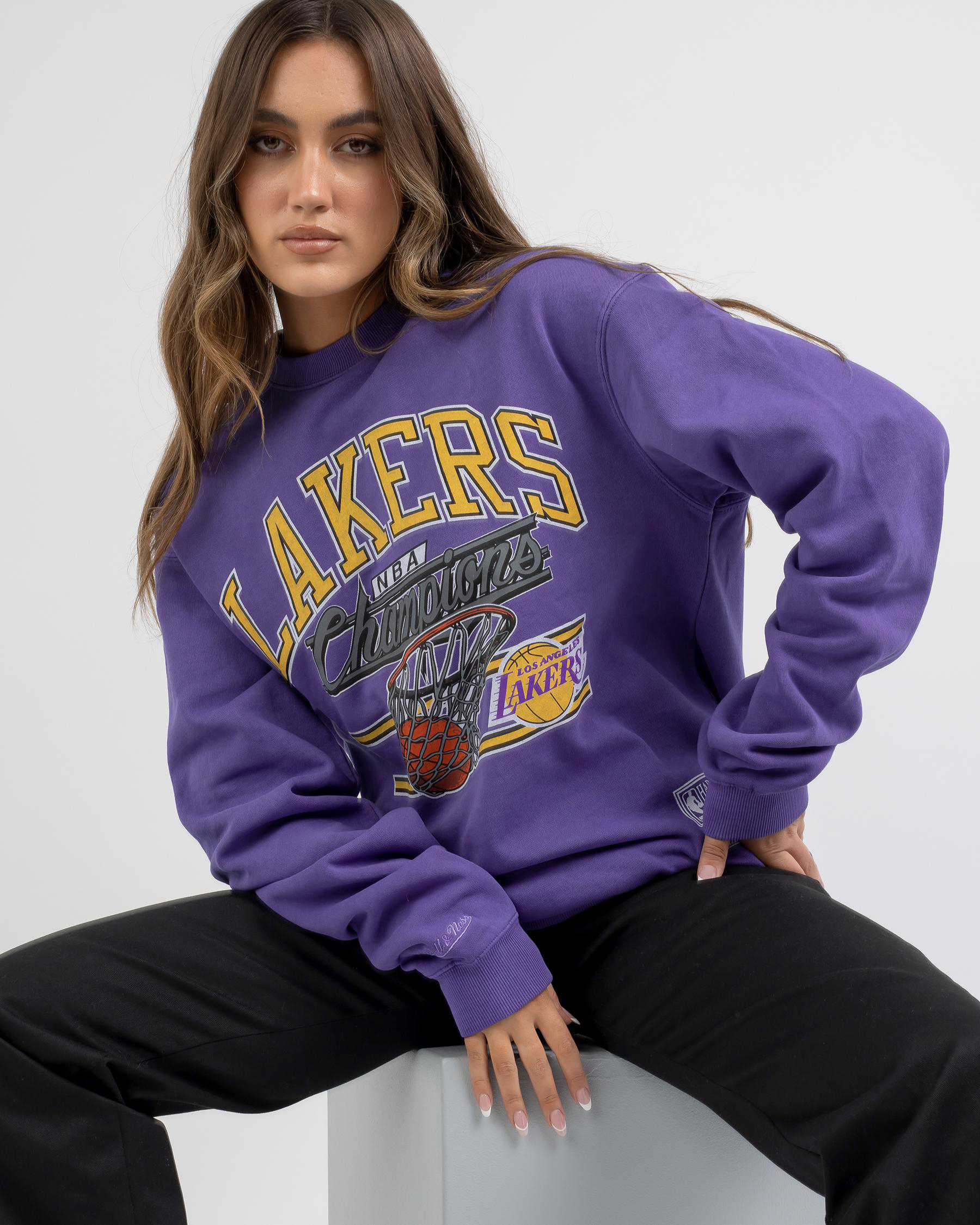 Shop Mitchell & Ness Hoop Sweatshirt In Faded Purple - Fast Shipping ...