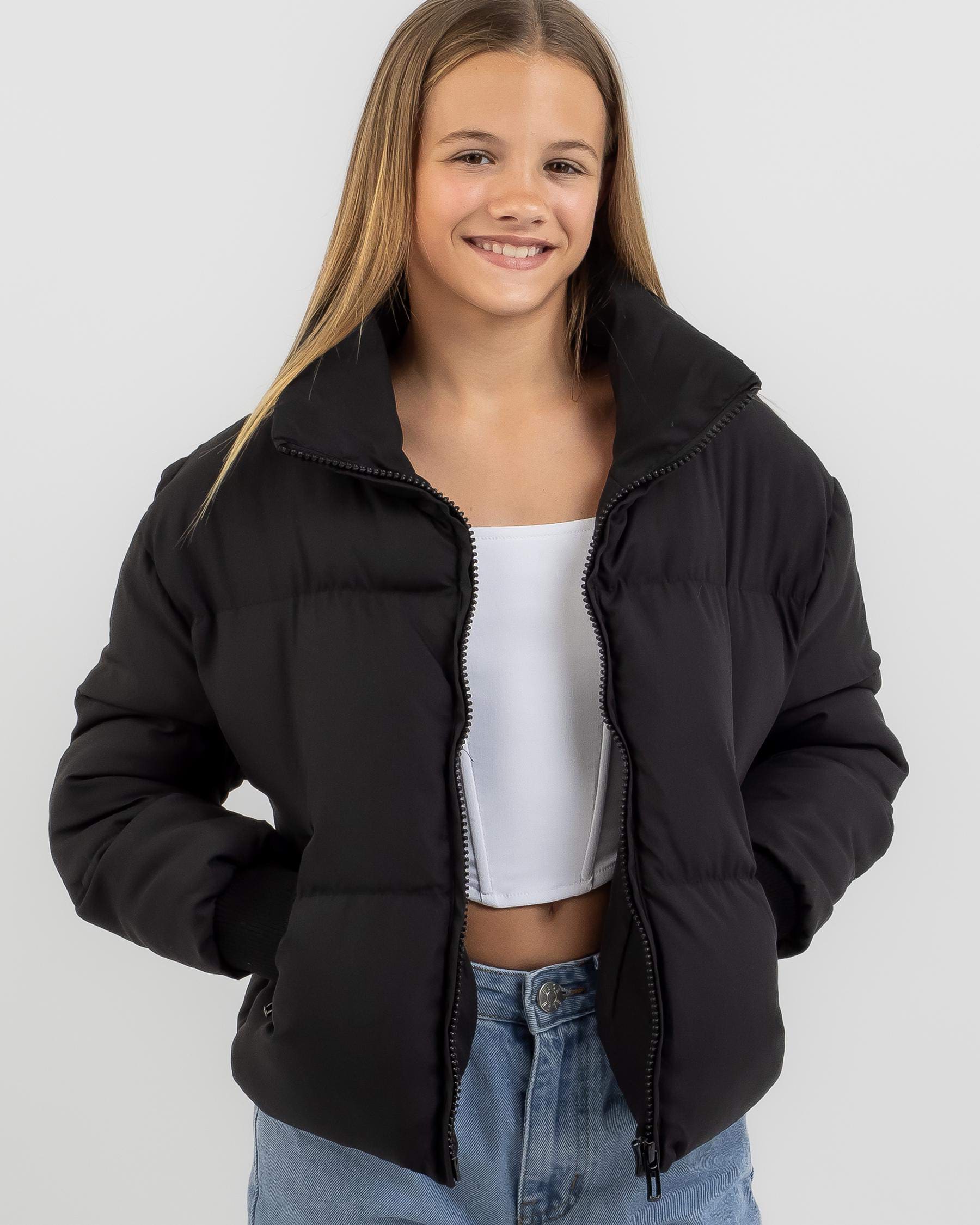 Shop Ava And Ever Girls' Academy Puffer Jacket In Black - Fast Shipping ...