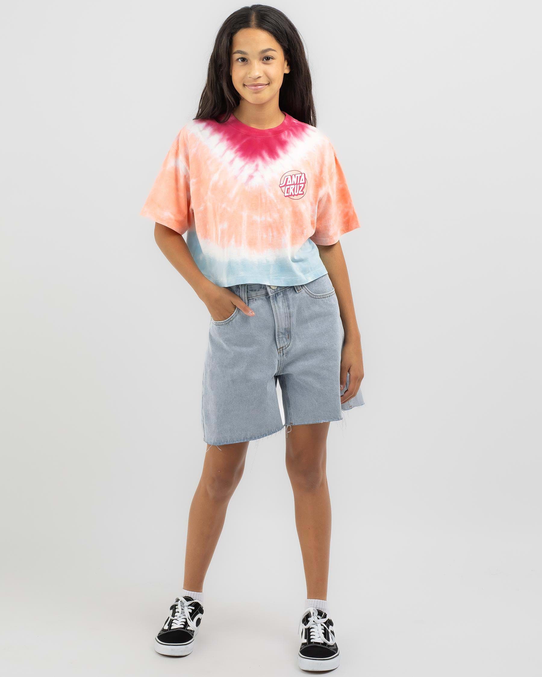 Shop Santa Cruz Girls' Dot Redux Tie Dye T-Shirt In Pink Tie Dye - Fast ...