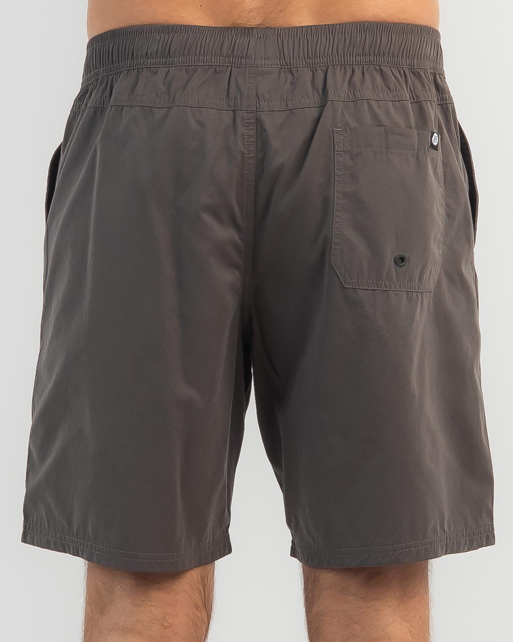 Shop The Mad Hueys Drop The Pick Volley Shorts In Charcoal - Fast ...