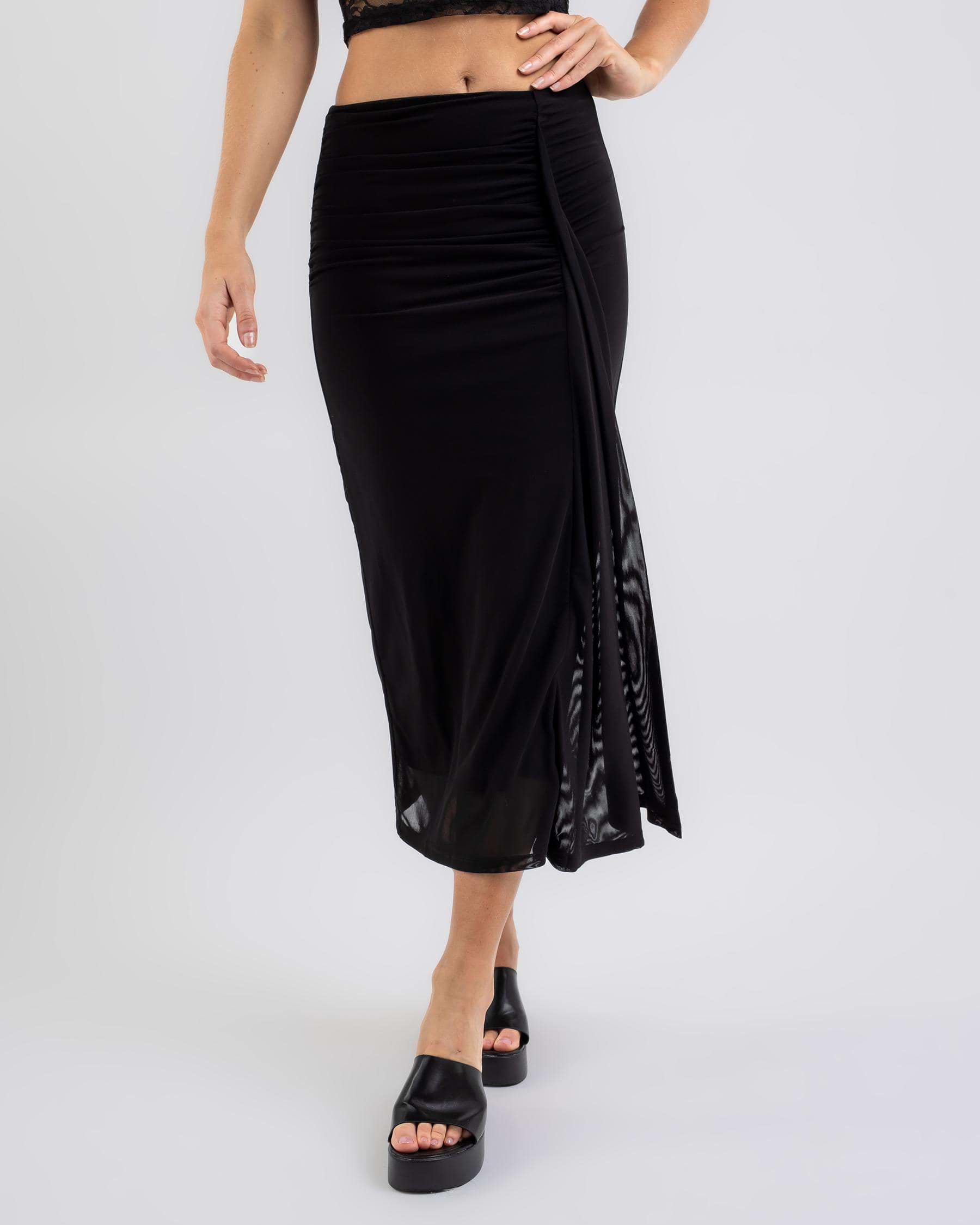 Shop Sunny Girl Sasha Midi Skirt In Black - Fast Shipping & Easy ...