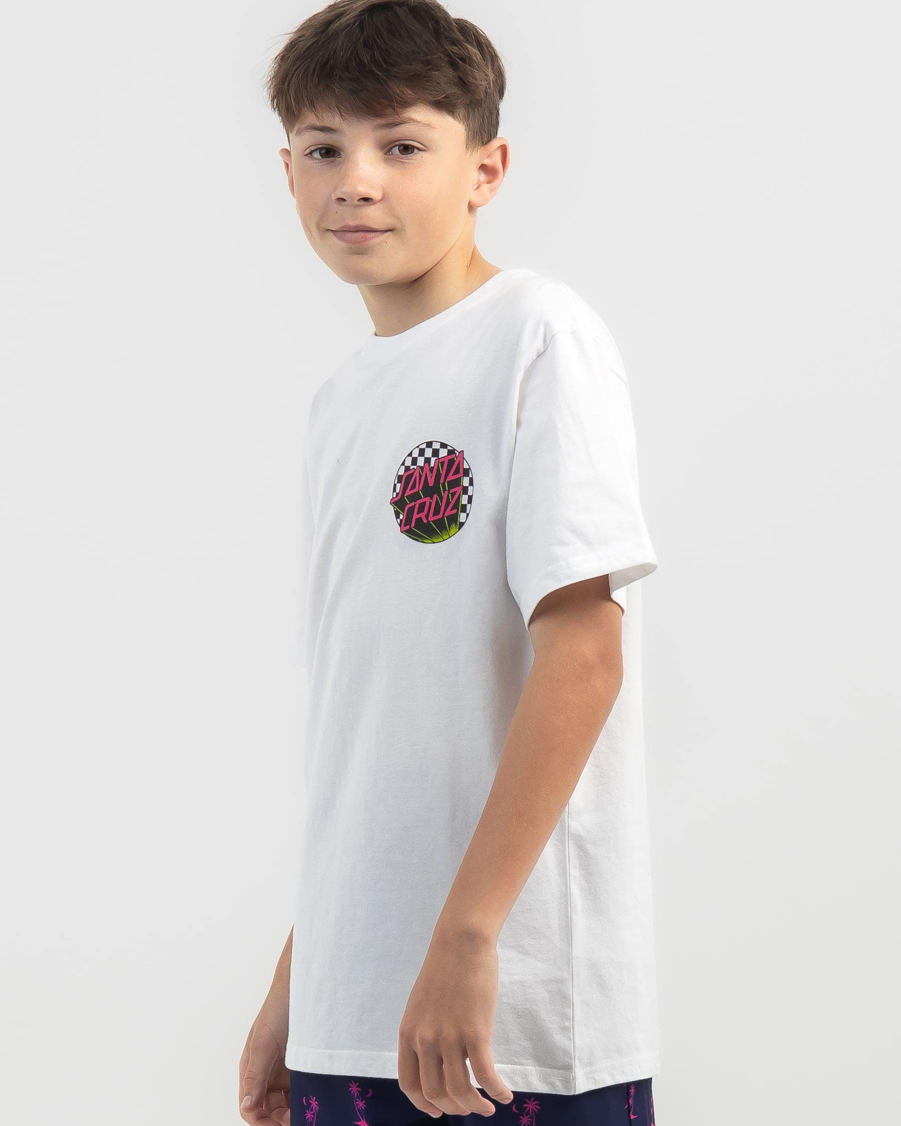 Shop Santa Cruz Boys' Check Delta Dot T-Shirt In White - Fast Shipping ...