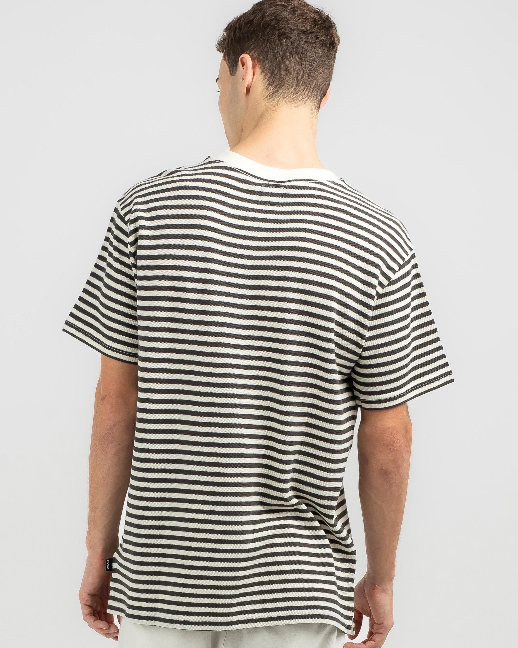 Shop RVCA Alley Stripe T-Shirt In Washed Black - Fast Shipping & Easy ...