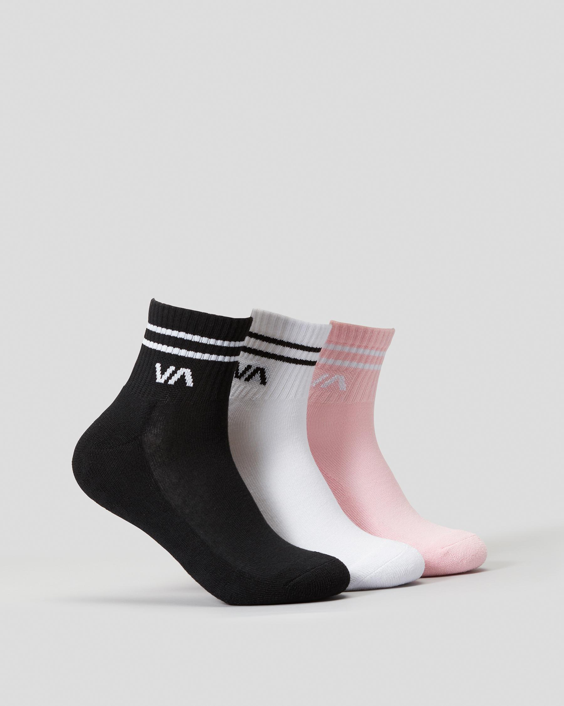 Shop RVCA Womens VA Mini Crew Sock Pack In Blush - Fast Shipping & Easy ...