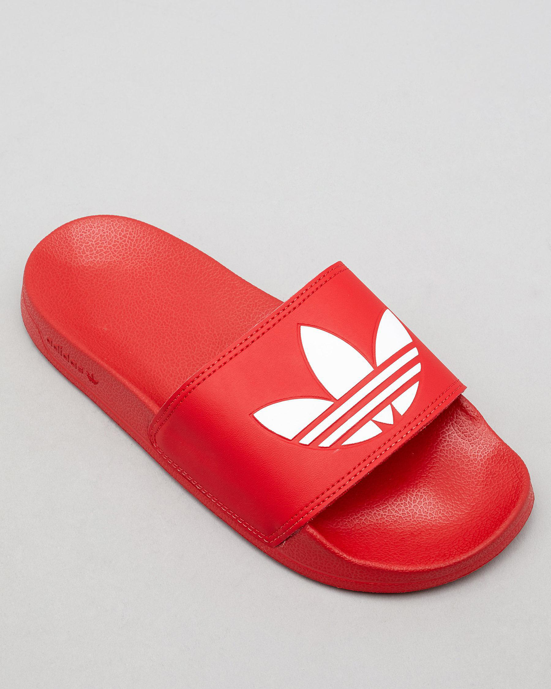 Shop adidas Adilette Lite Slide Sandals In Scarlett/white - Fast ...