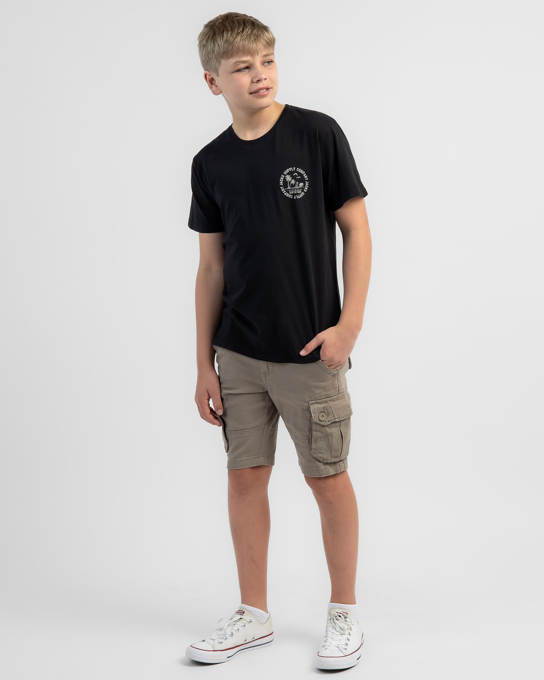 Shop Jacks Boys' Counter T-Shirt In Overdye Black - Fast Shipping ...