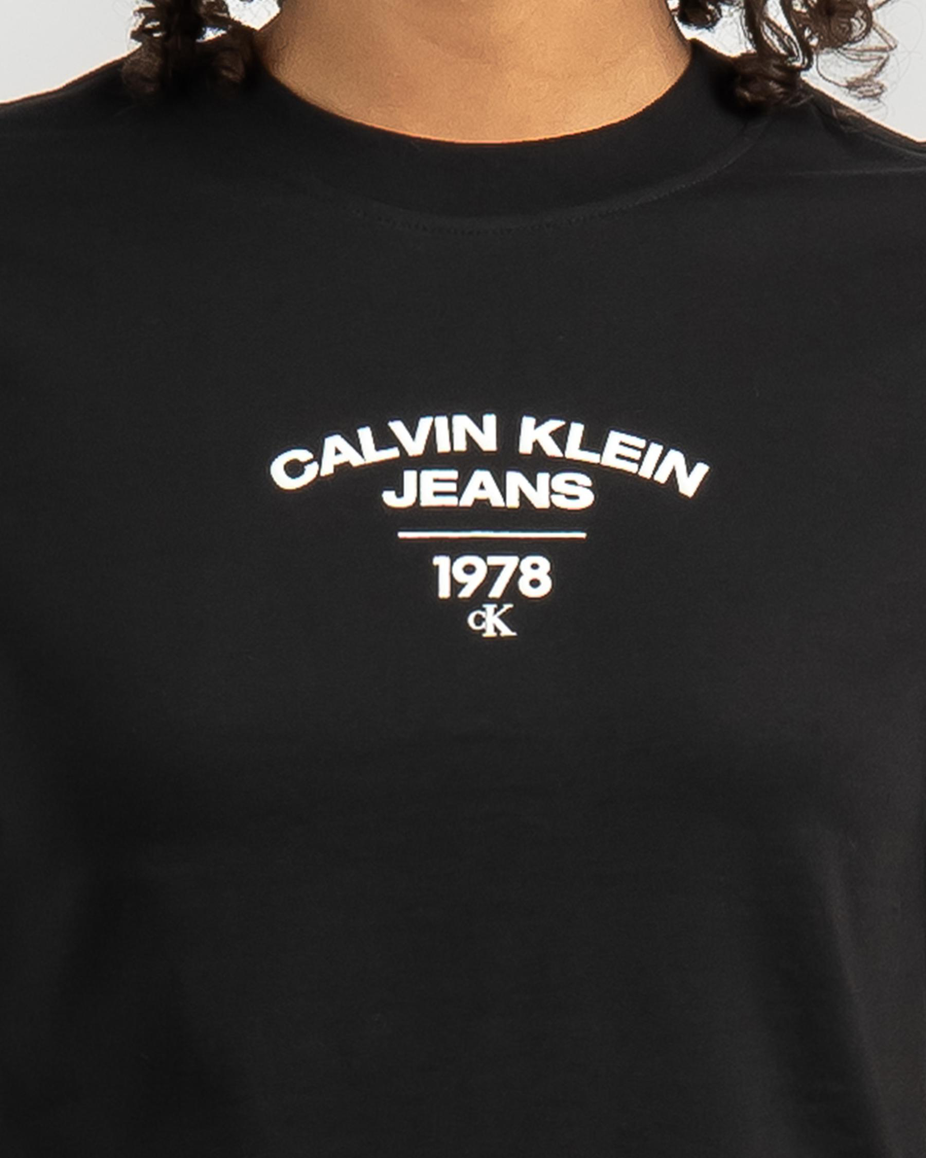 Jeans City Klein Shipping Black & - Easy States United In Beach - Tee Returns Logo Baby Ck Varsity FREE* Calvin