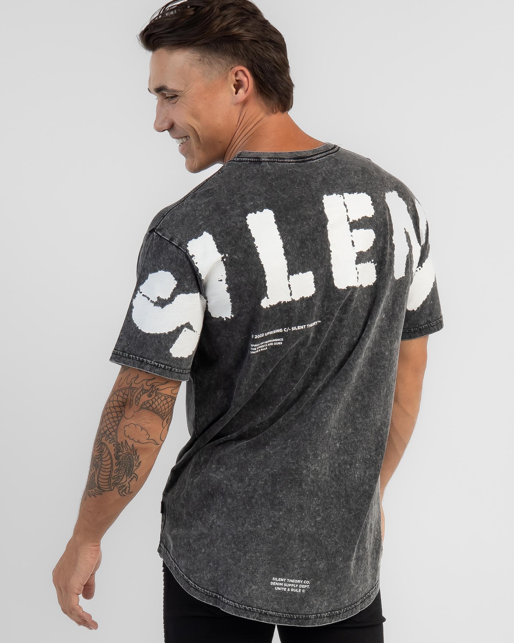 Shop Silent Theory Spray Scoop T-Shirt In Washed Black - Fast Shipping ...