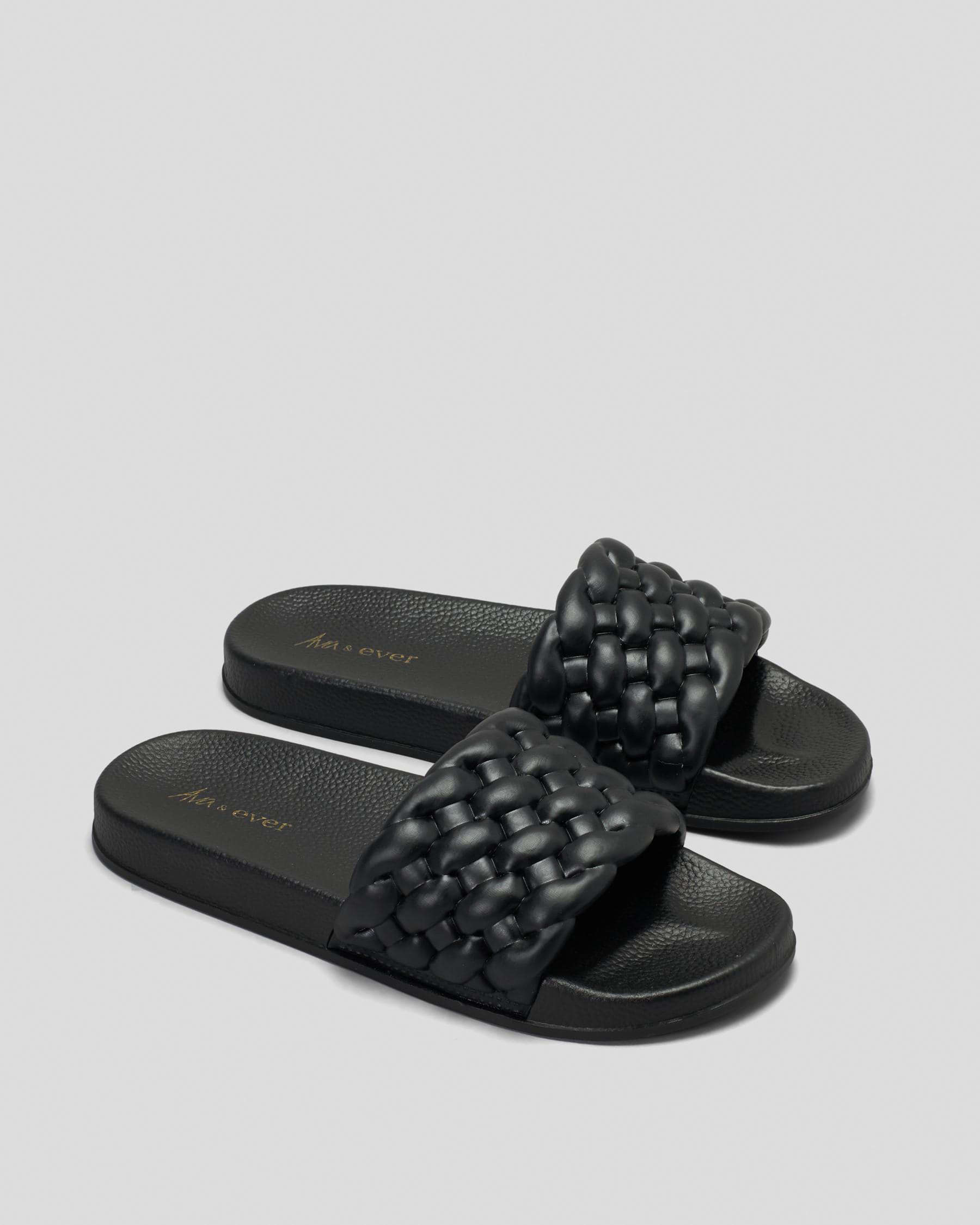 Shop Ava And Ever Lexi Plait Slide Sandals In Black - Fast Shipping ...