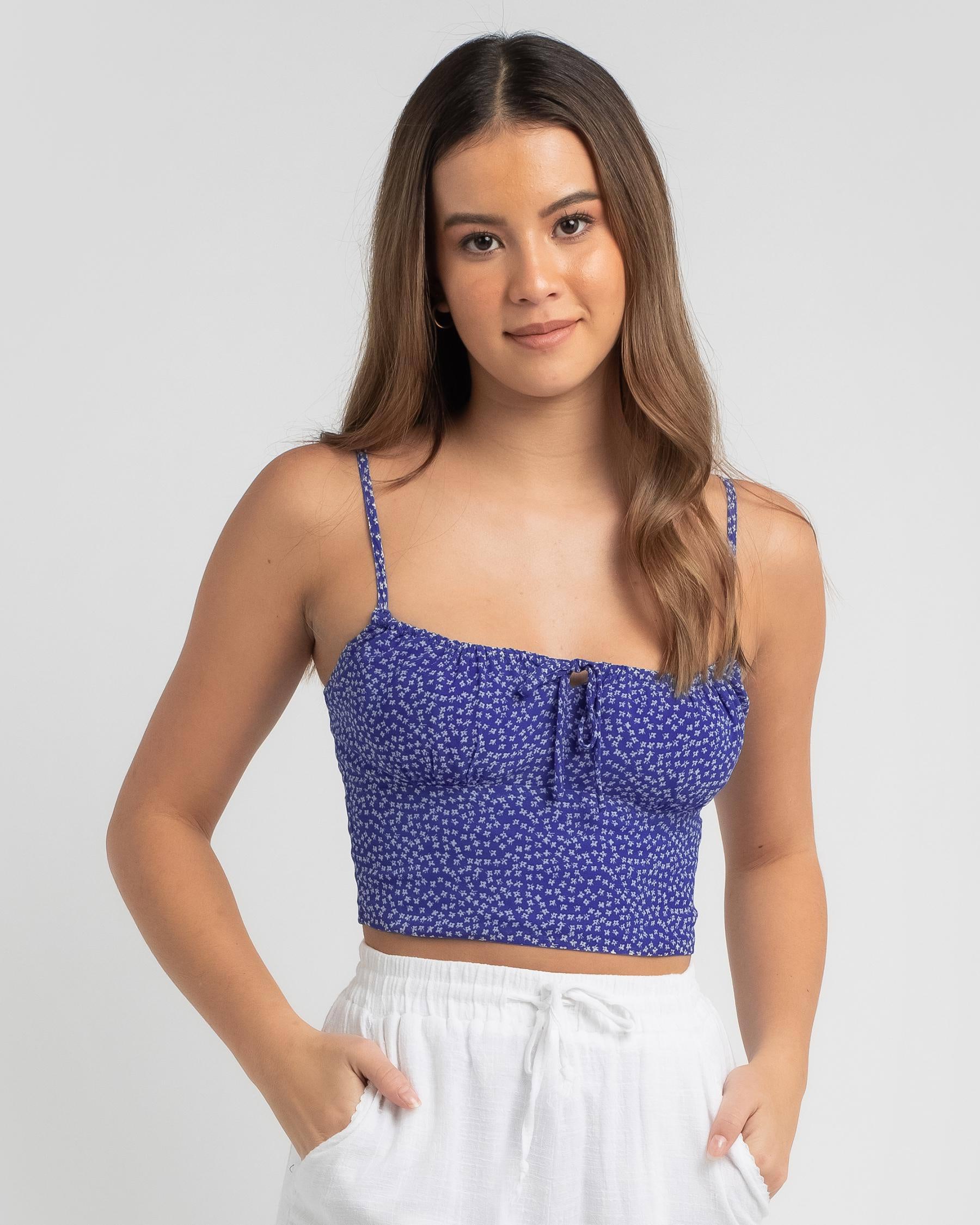 Shop Ava And Ever Delilah Top In Sapphire Print - Fast Shipping & Easy 