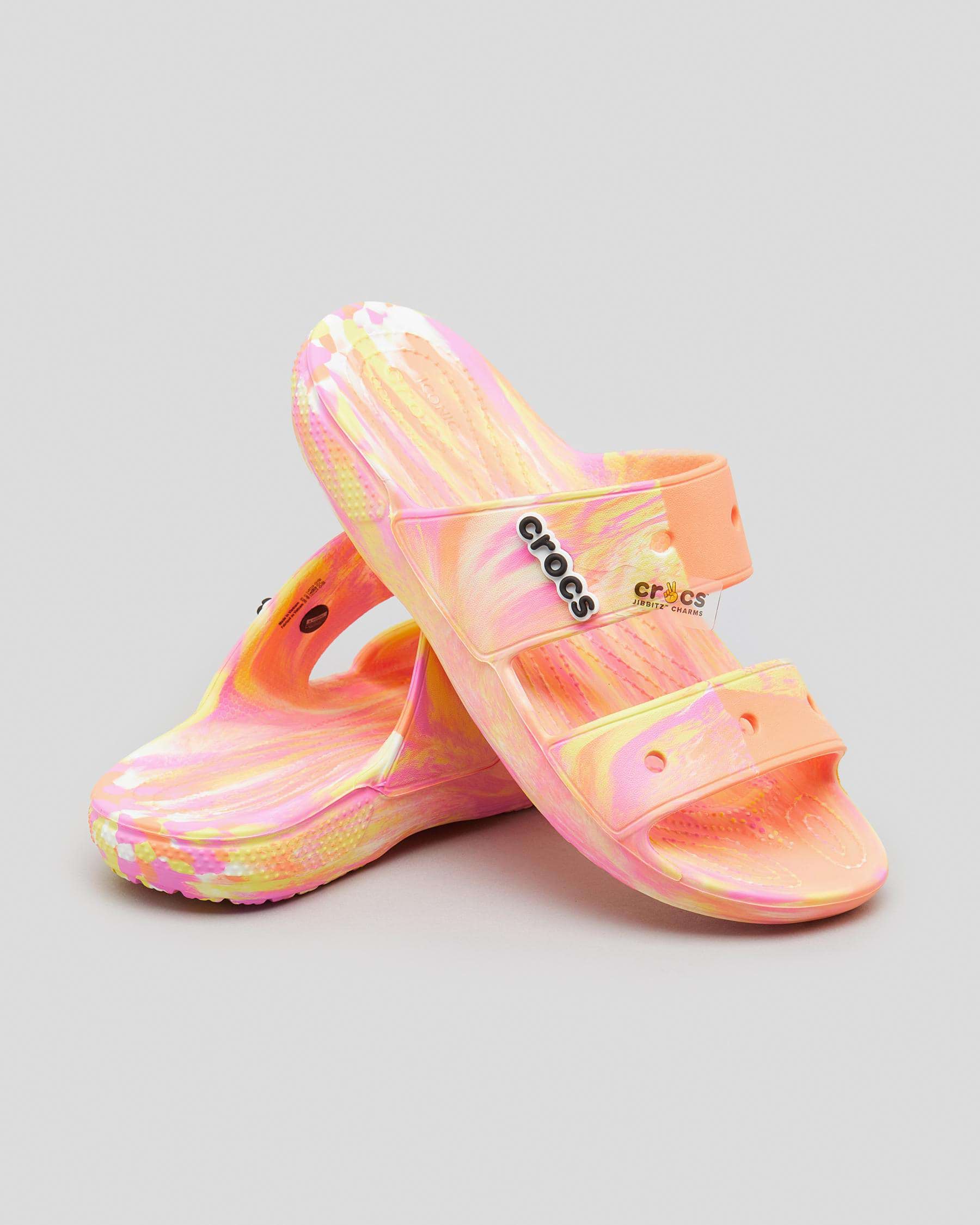 Crocs Classic Crocs Marbled Sandals In Papaya/multi - FREE* Shipping ...