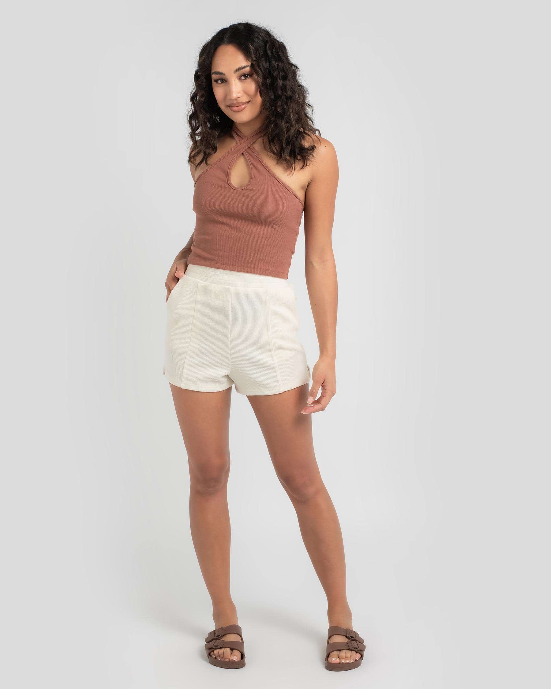 Shop Ava And Ever Tara Shorts In Cream - Fast Shipping & Easy Returns ...