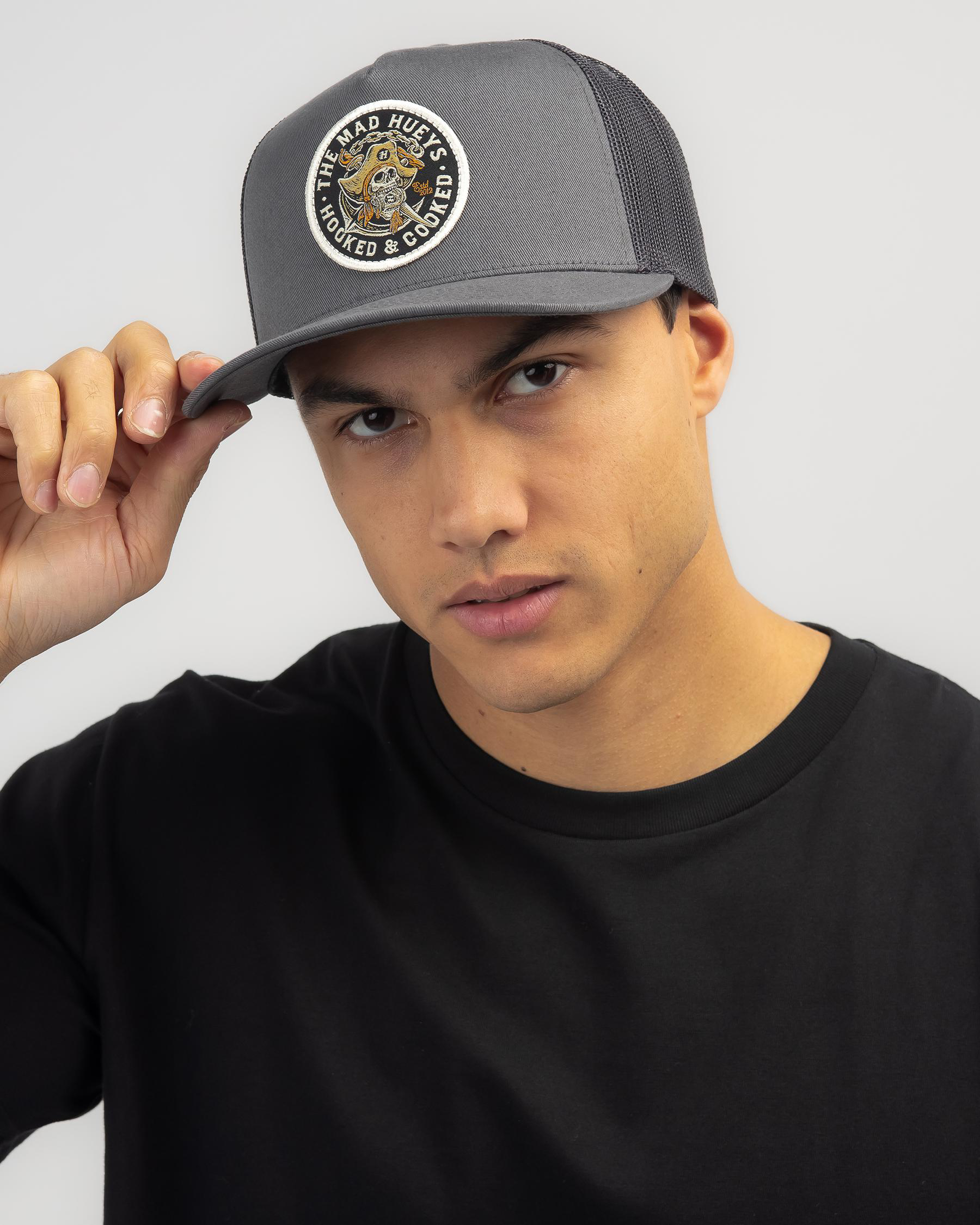 Shop The Mad Hueys Hooked and Cooked Cap In Charcoal - Fast Shipping ...