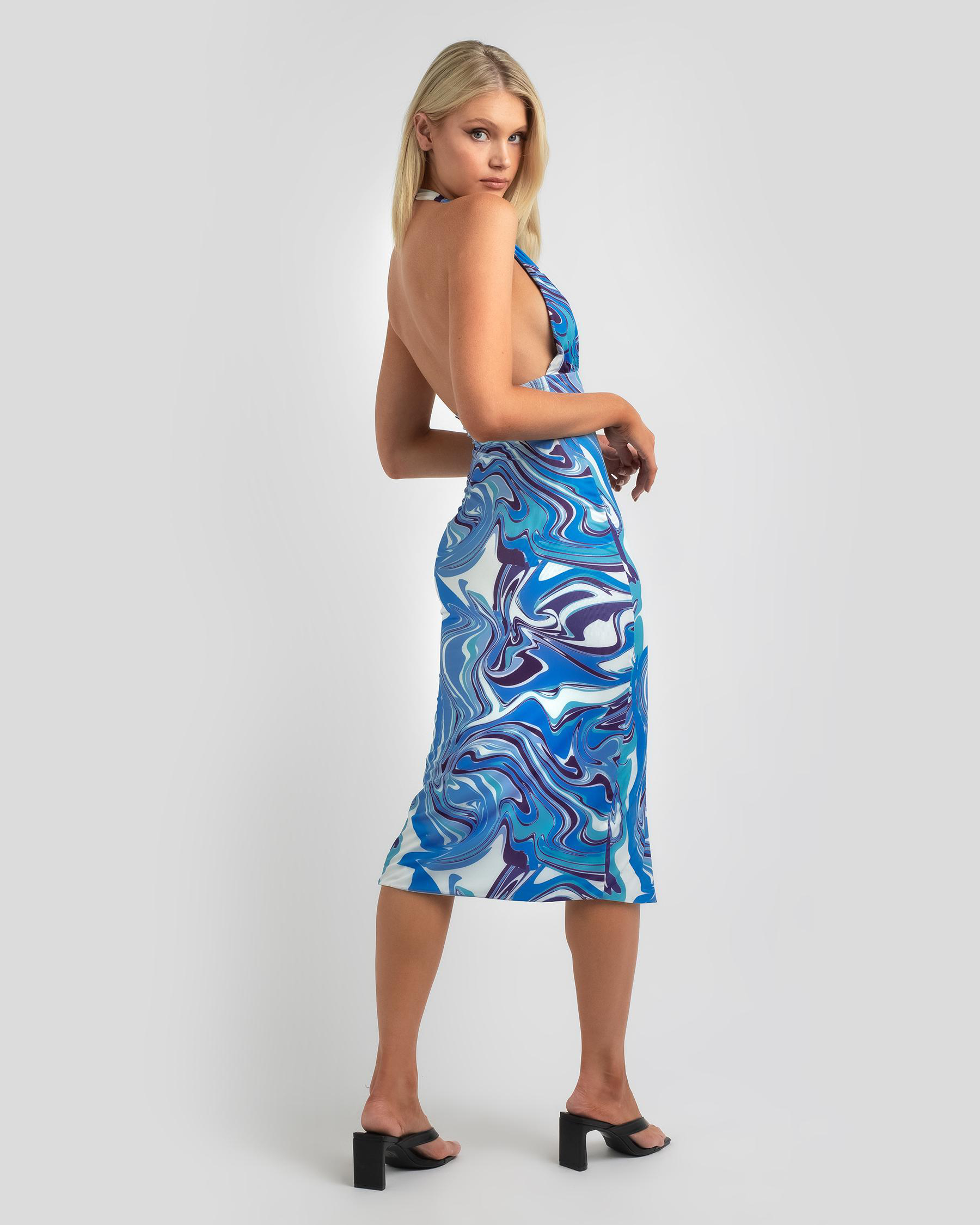 Shop Ava And Ever Katelynn Midi Dress In Blue Swirl - Fast Shipping ...