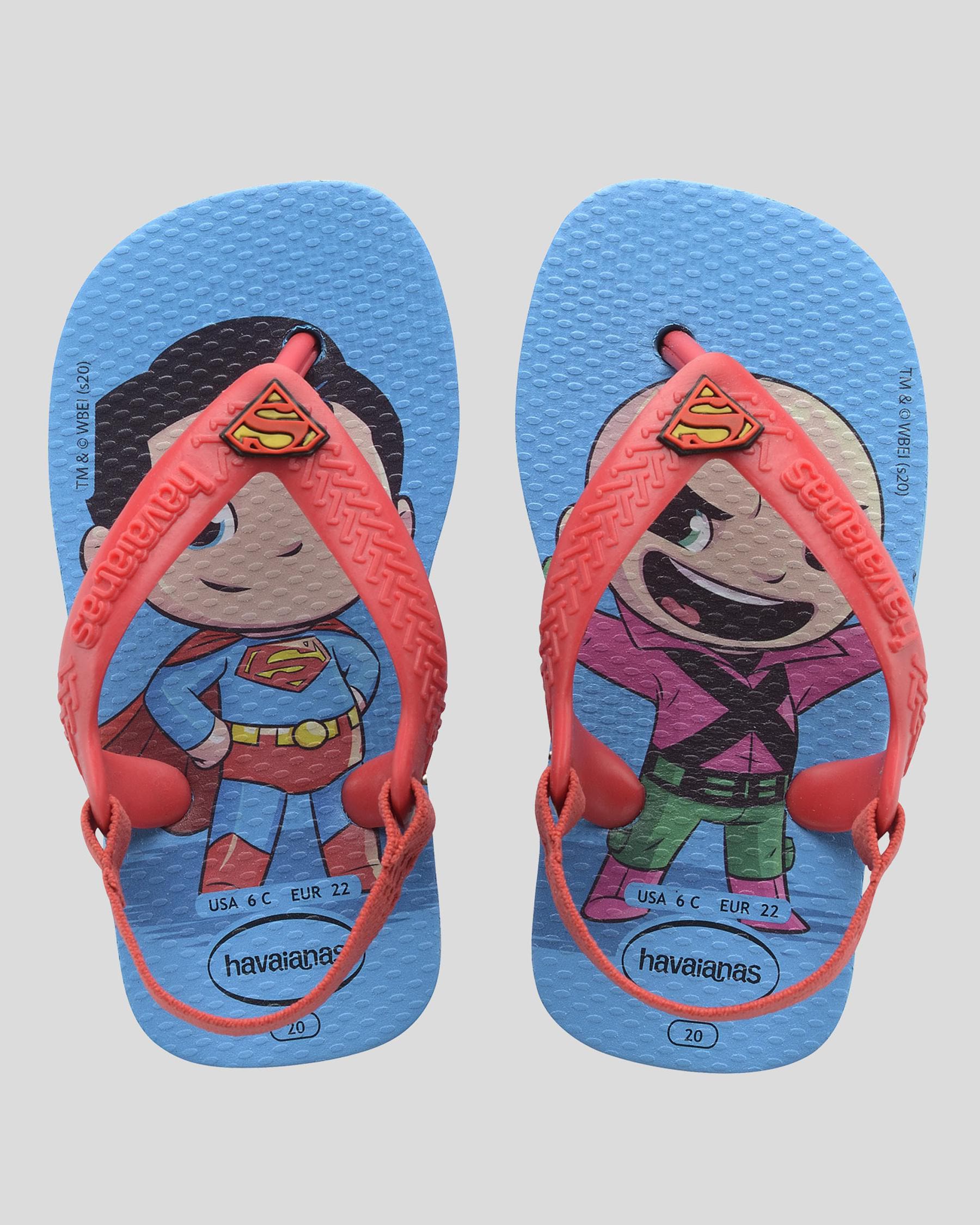 Shop Havaianas Baby Superman Thongs In Turquoise/red - Fast Shipping ...