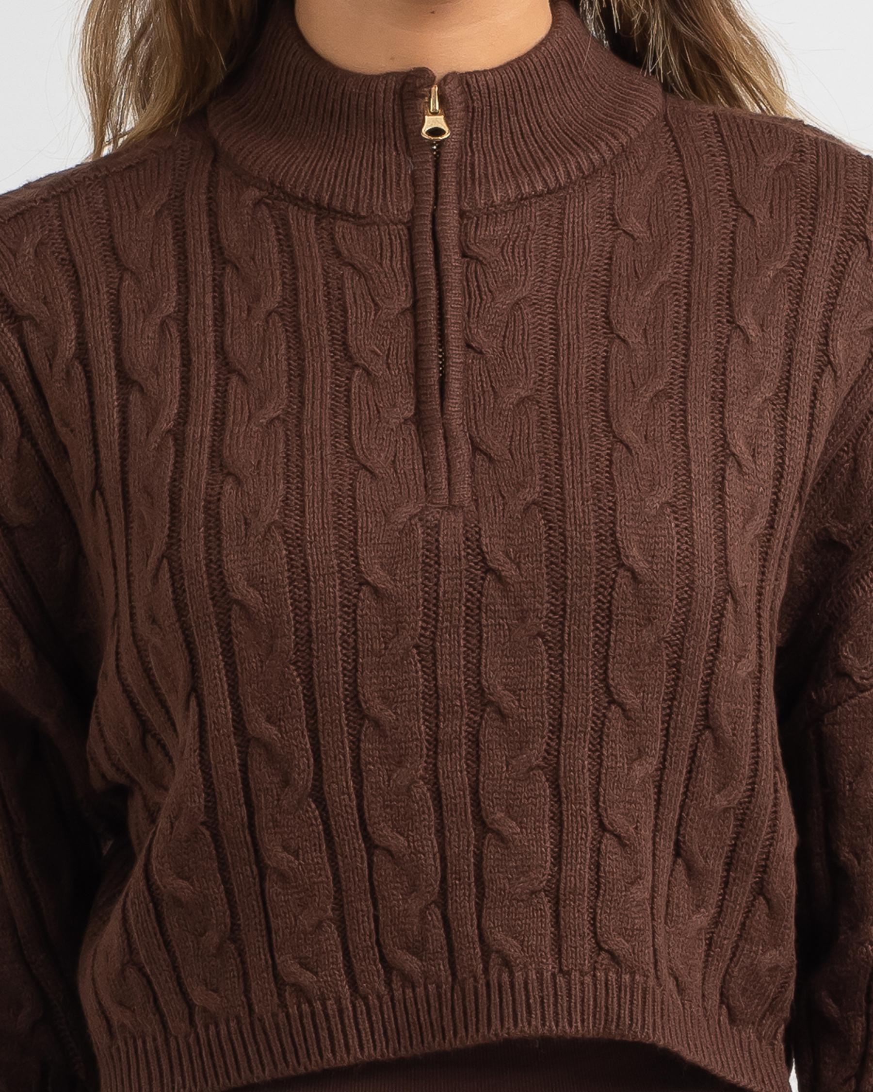 Shop Mooloola Hamptons Knit Jumper In Chocolate - Fast Shipping & Easy ...