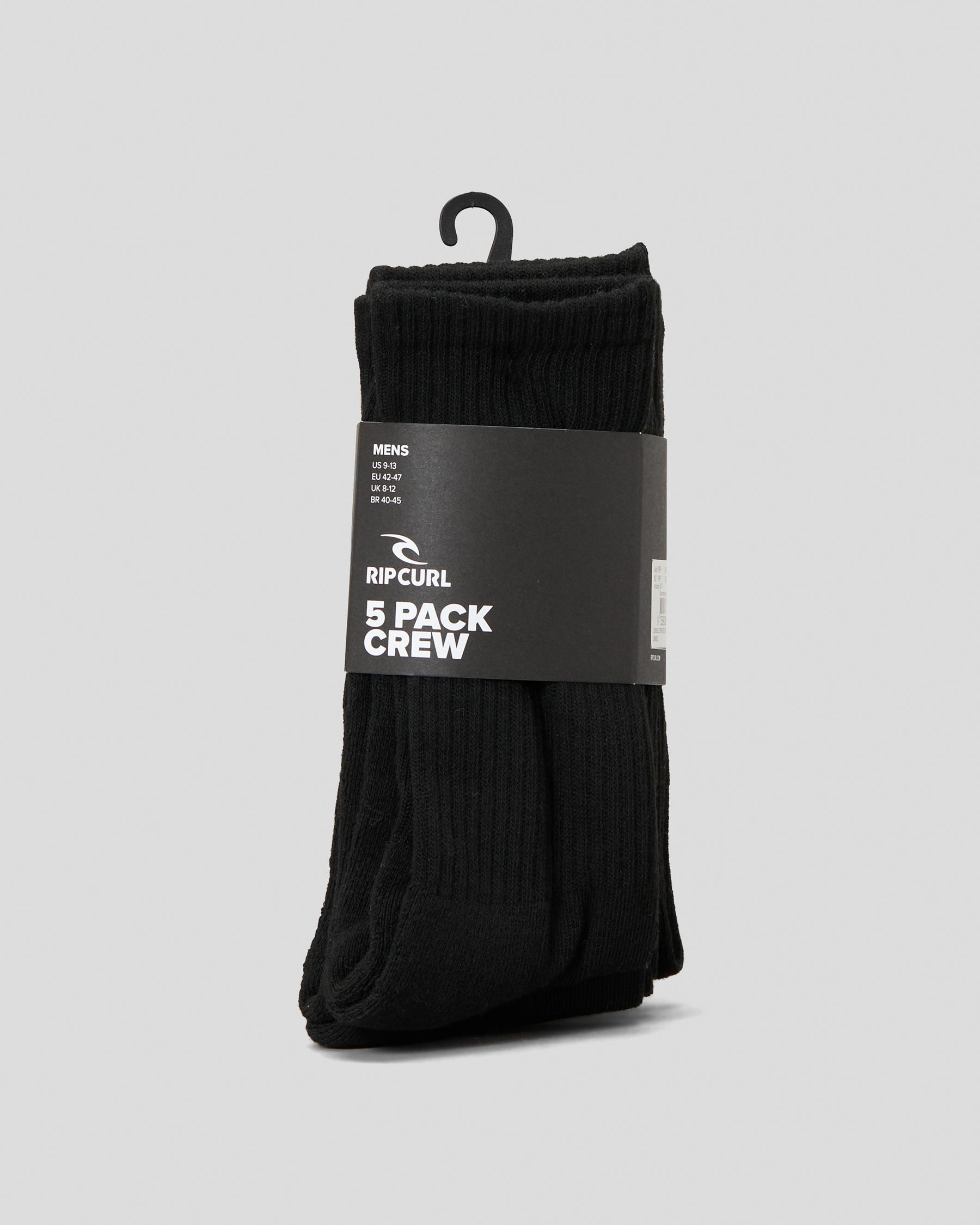 Rip Curl School Crew Socks 5 Pack In Black - FREE* Shipping & Easy ...