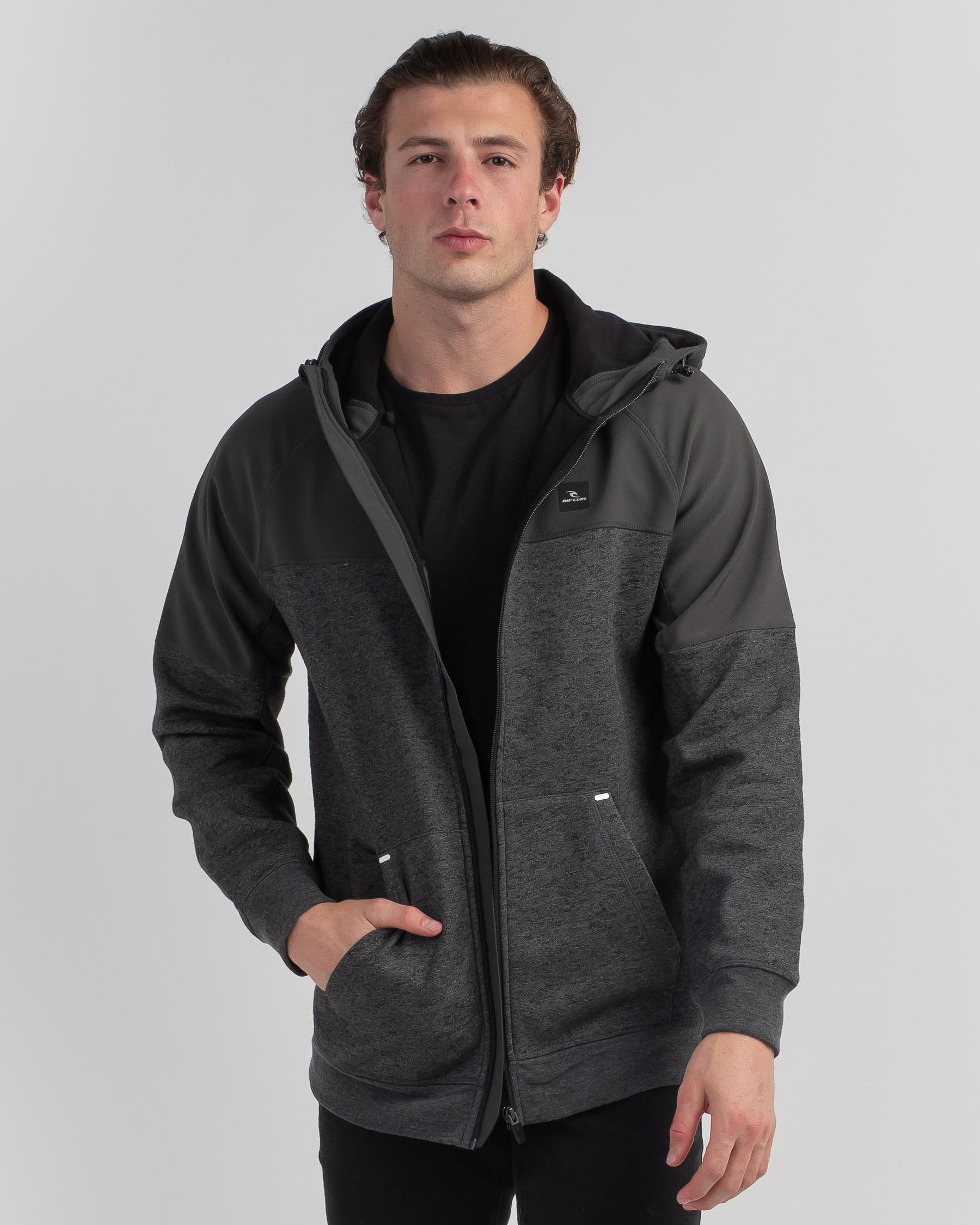 Shop Rip Curl Viral Anti-Series Zip Thru Hoodie In Black - Fast ...