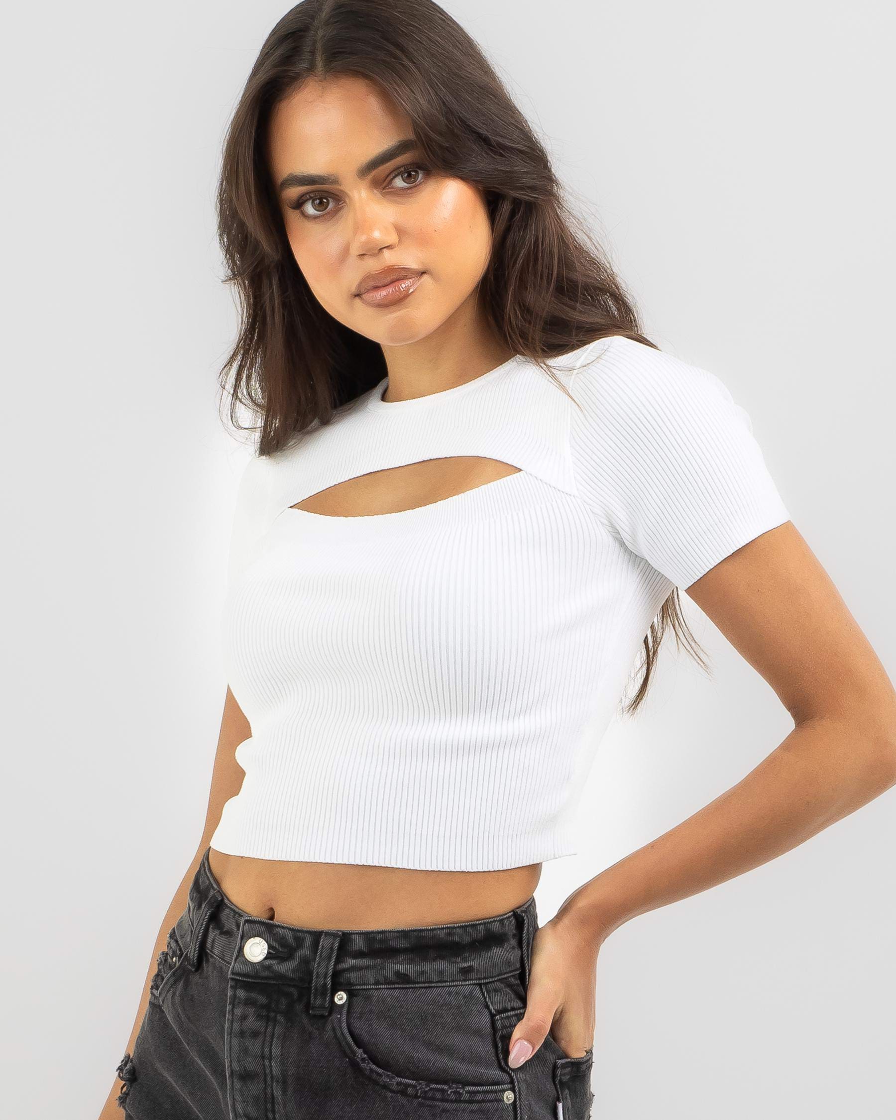 Shop Ava And Ever Candy Cut Out Knit Top In White - Fast Shipping ...