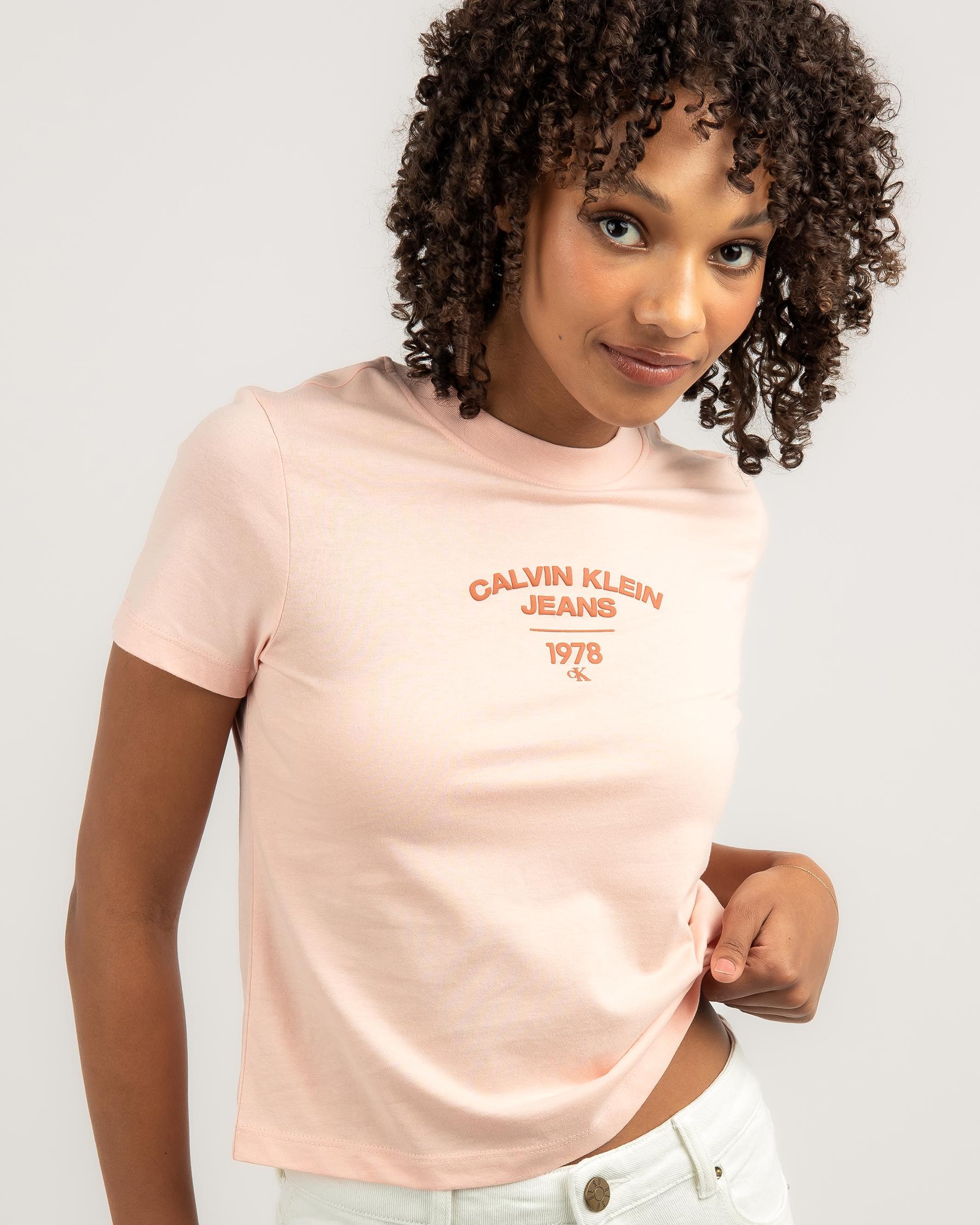 Calvin Klein Tee - Shipping Varsity Easy Beach States Jeans Returns - In Blossom Faint & Logo City FREE* Baby United