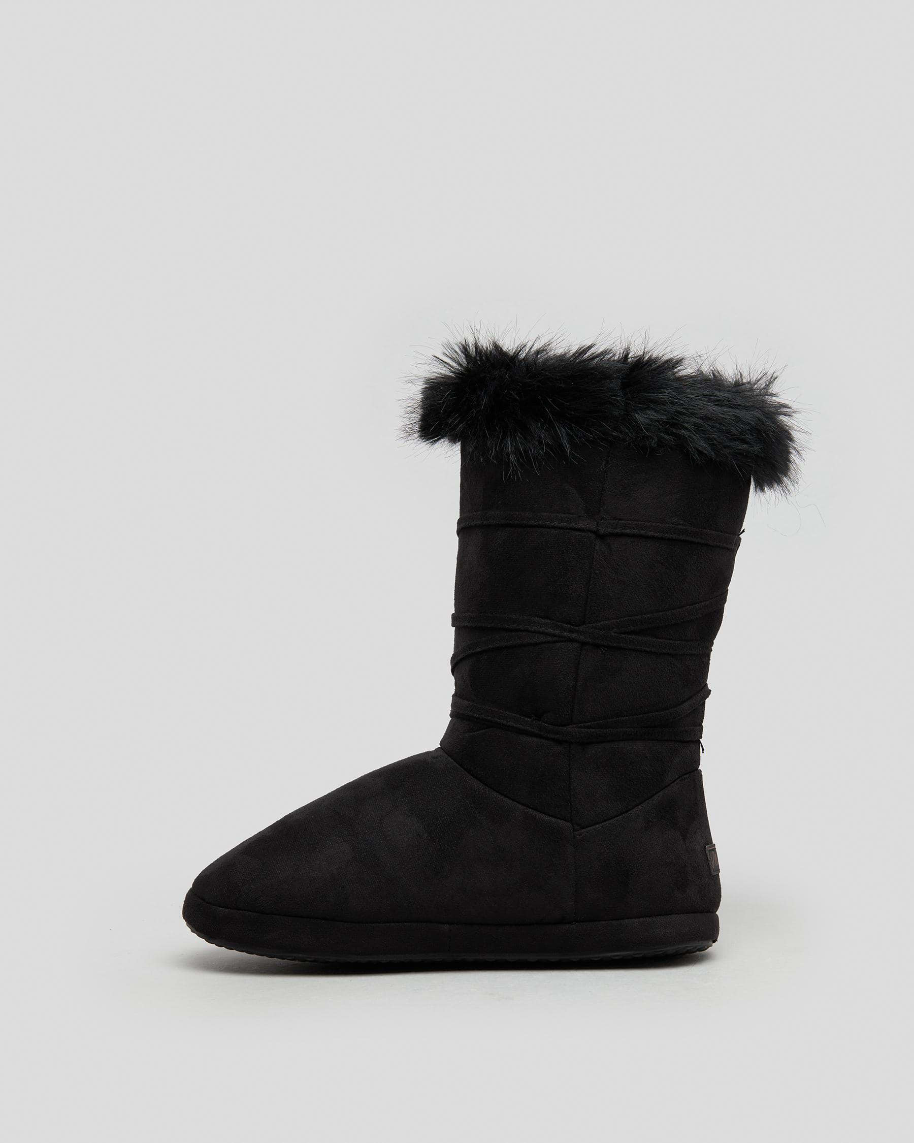 Shop Mooloola Elsa Slipper Boots In Black/black - Fast Shipping & Easy ...