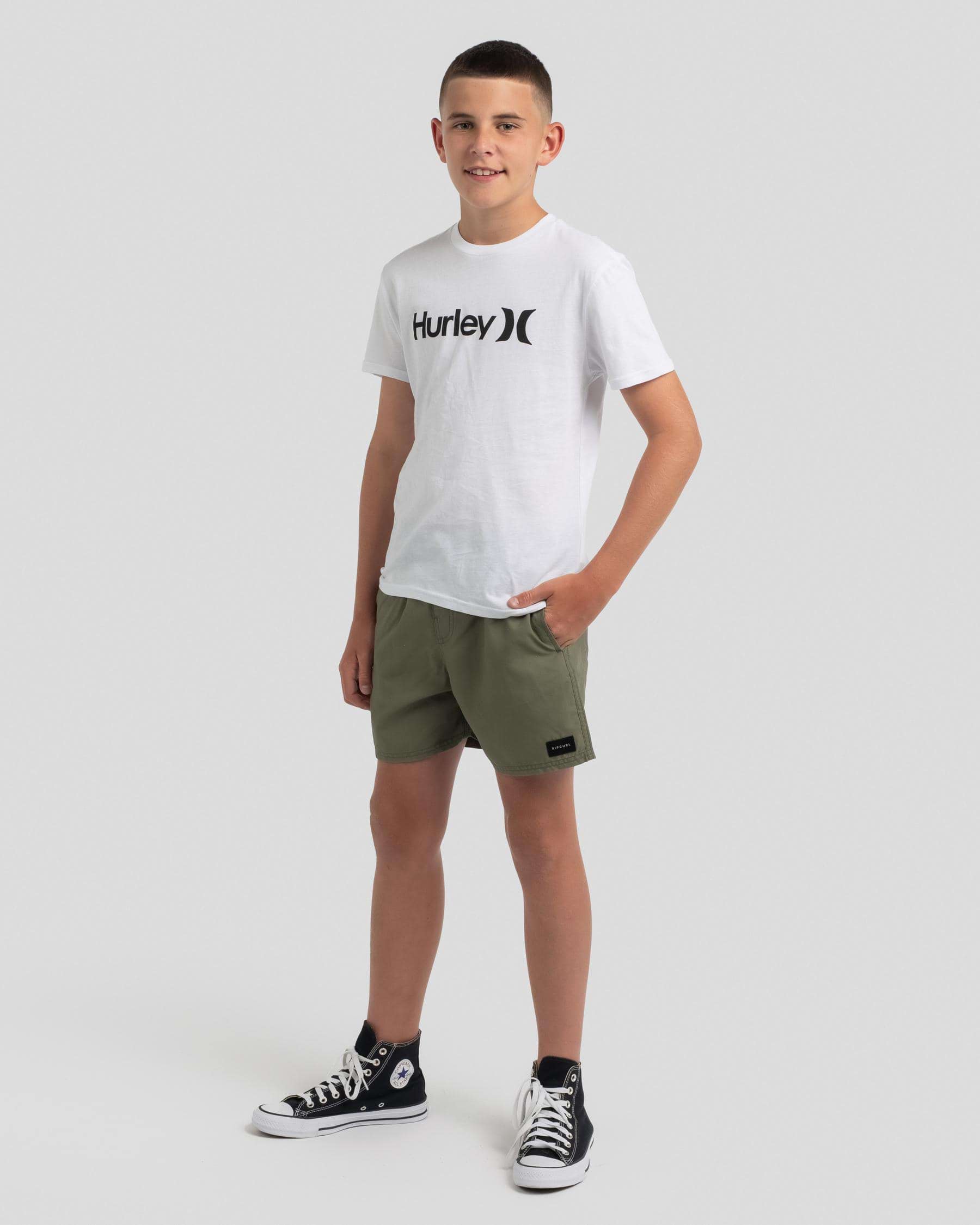 Shop Rip Curl Boys' Bondi Volley Shorts In Dusty Olive - Fast Shipping ...