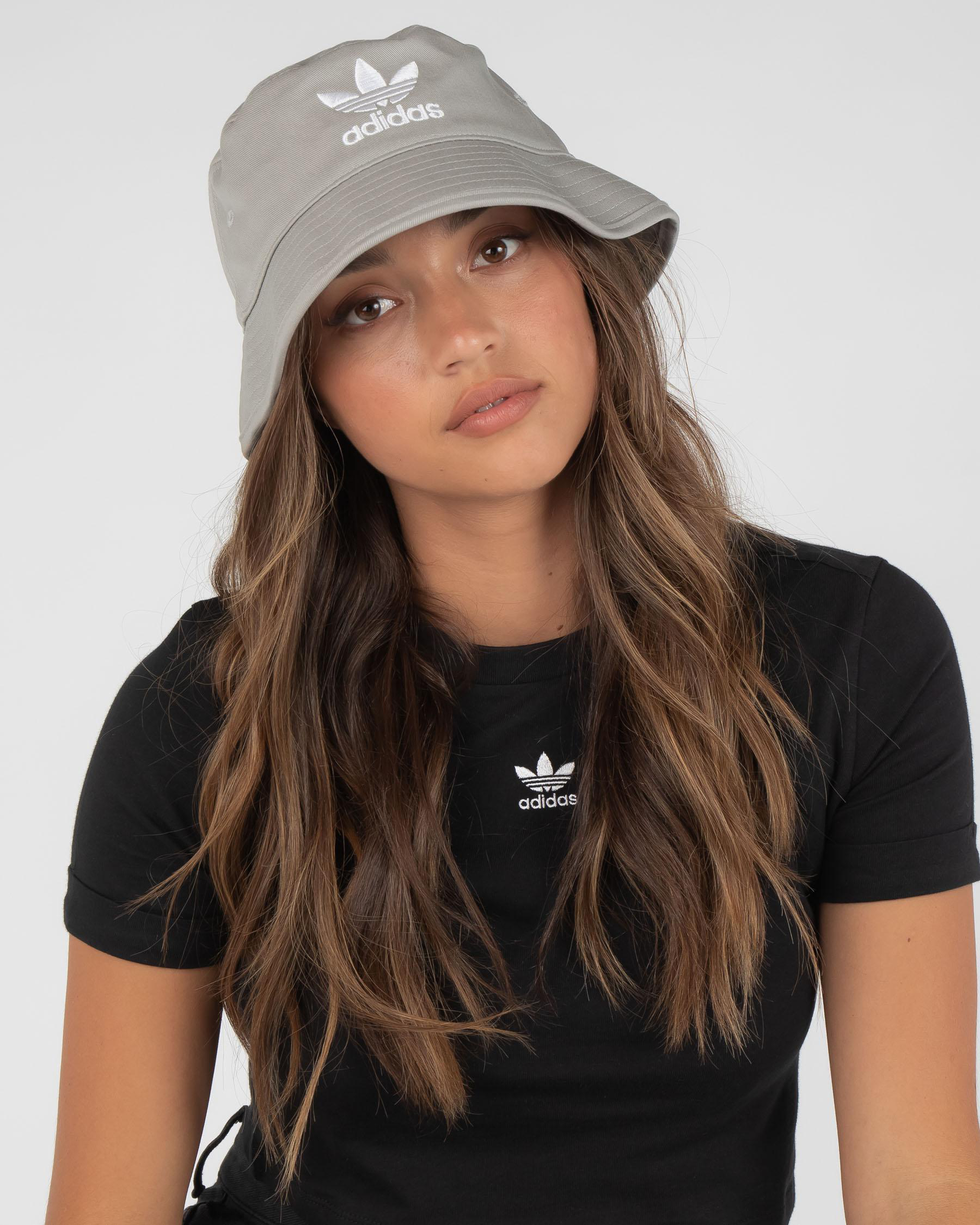 Shop adidas Classic Bucket Hat In Grey / White - Fast Shipping & Easy ...