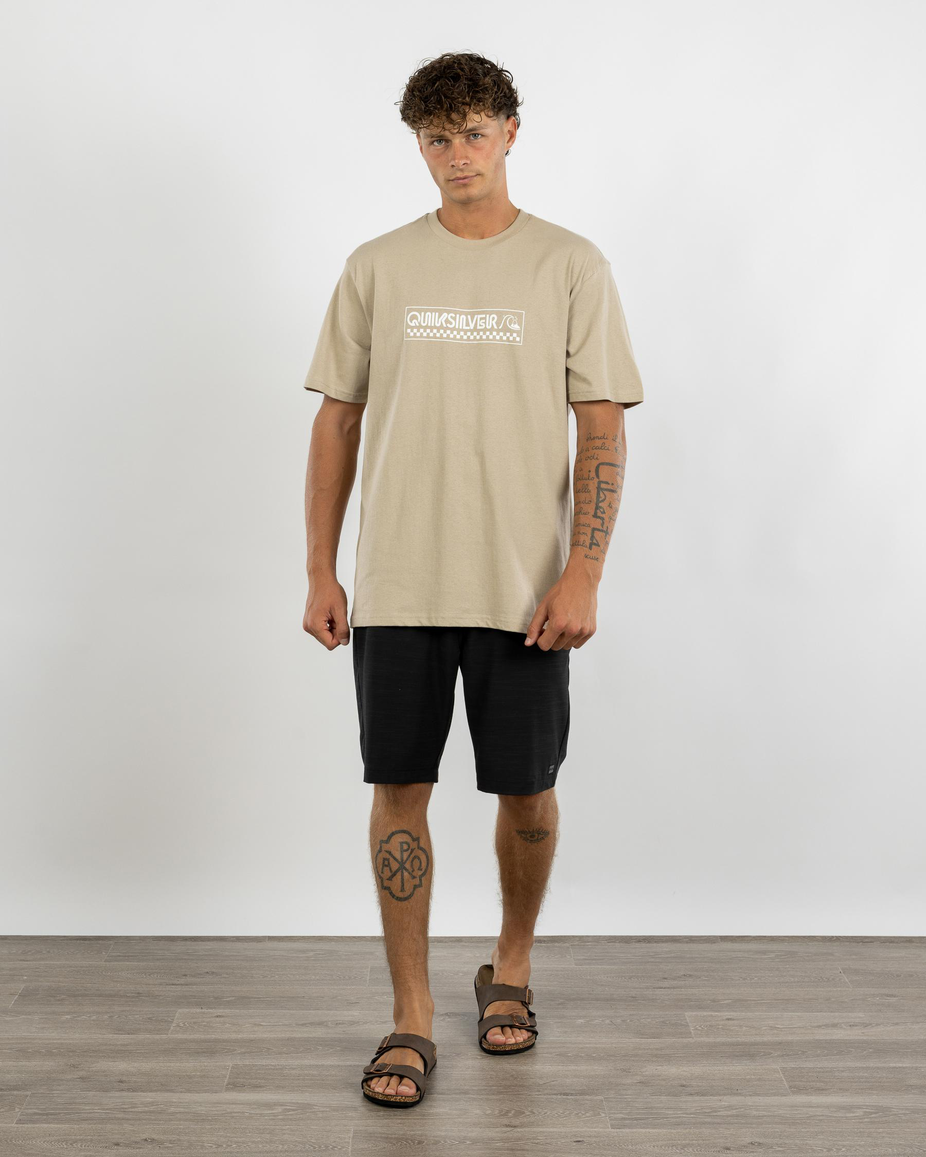 Shop Quiksilver Bubble Check T-Shirt In Plaza Taupe - Fast Shipping ...