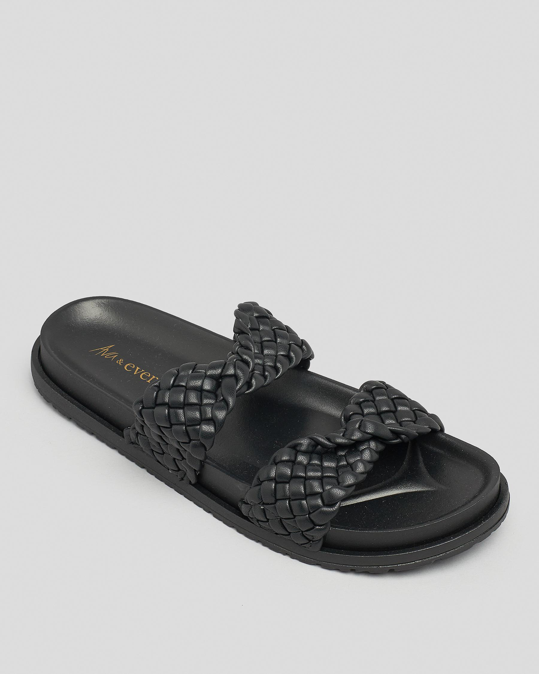 Shop Ava And Ever Arabella Slide Sandals In Black - Fast Shipping ...