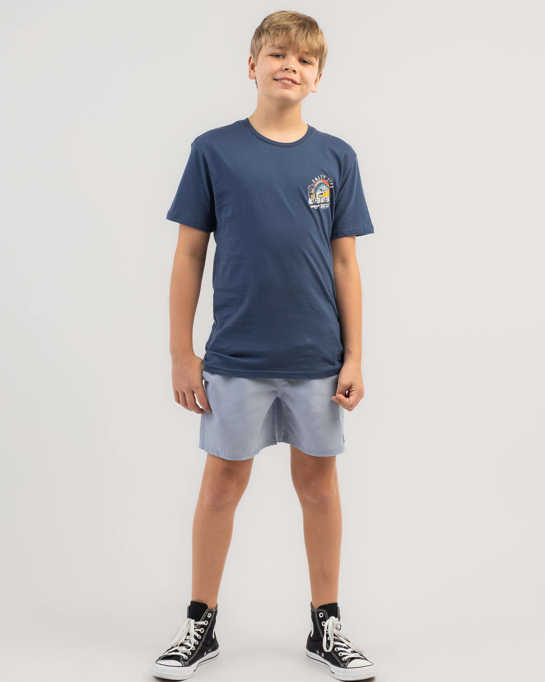 Shop Salty Life Boys' Zero Fish T-Shirts In Slate Blue - Fast Shipping ...