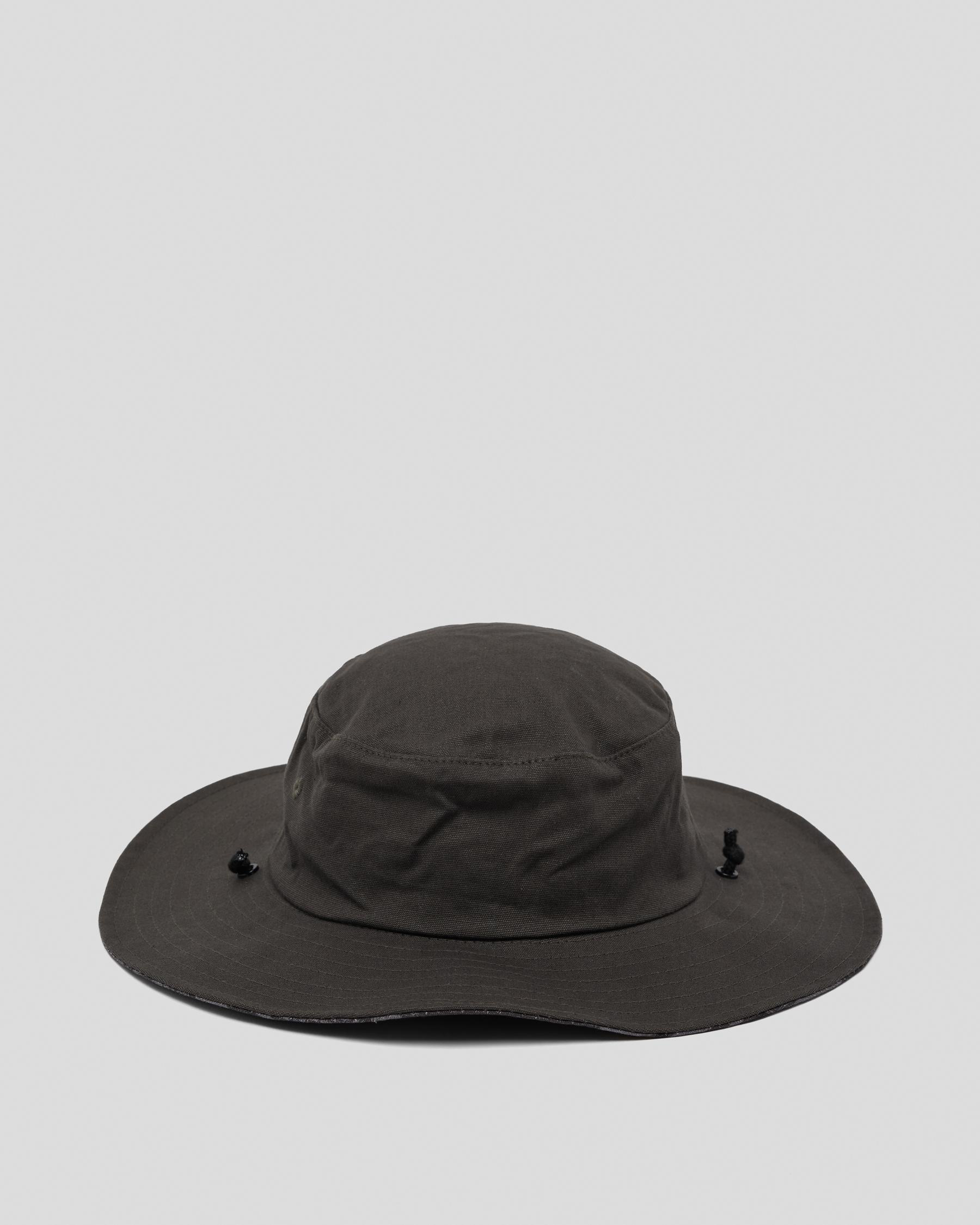 Shop The Mad Hueys Hooked Wide Brim Hat In Charcoal - Fast Shipping ...