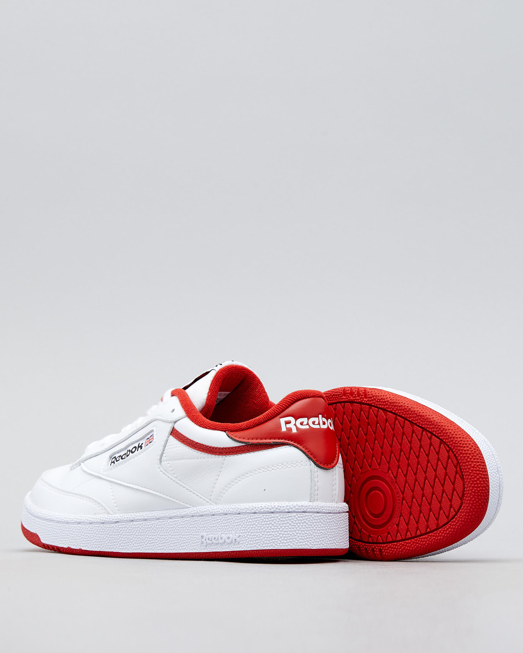 Reebok Club C 85 Shoes In White/legacy Red - Fast Shipping & Easy ...