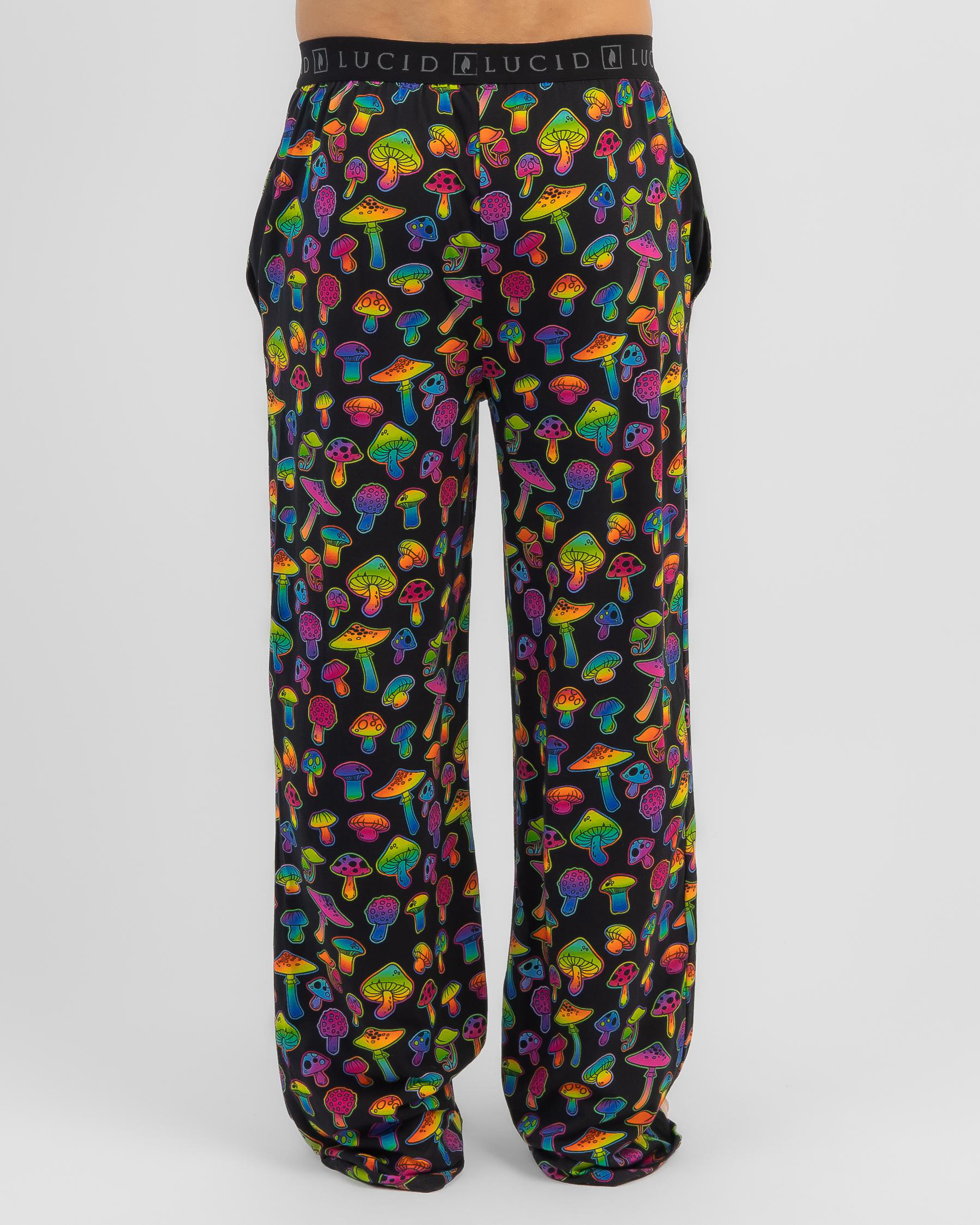 Shop Lucid Magic Mushrooms Pyjama Pants In Black - Fast Shipping & Easy ...