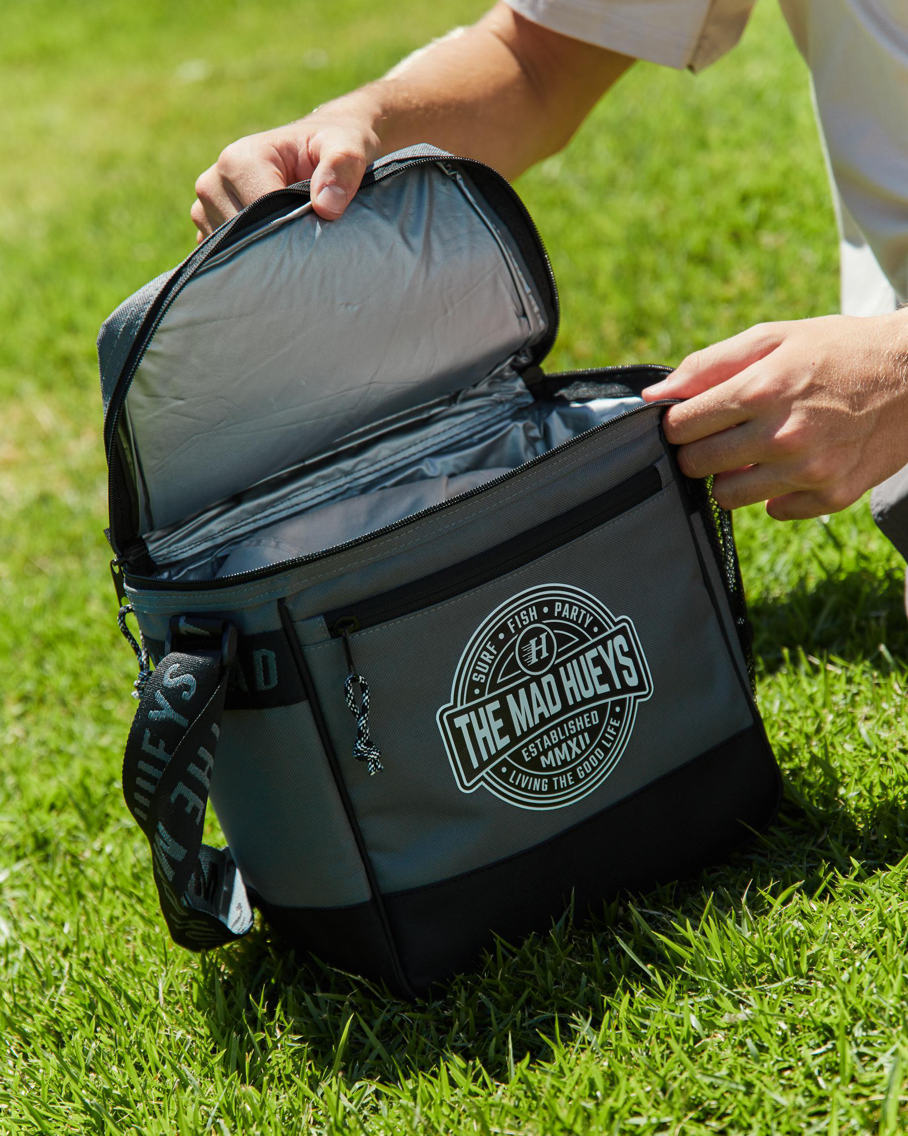 Shop The Mad Hueys Hueys Life Cooler Bag In Charcoal - Fast Shipping ...